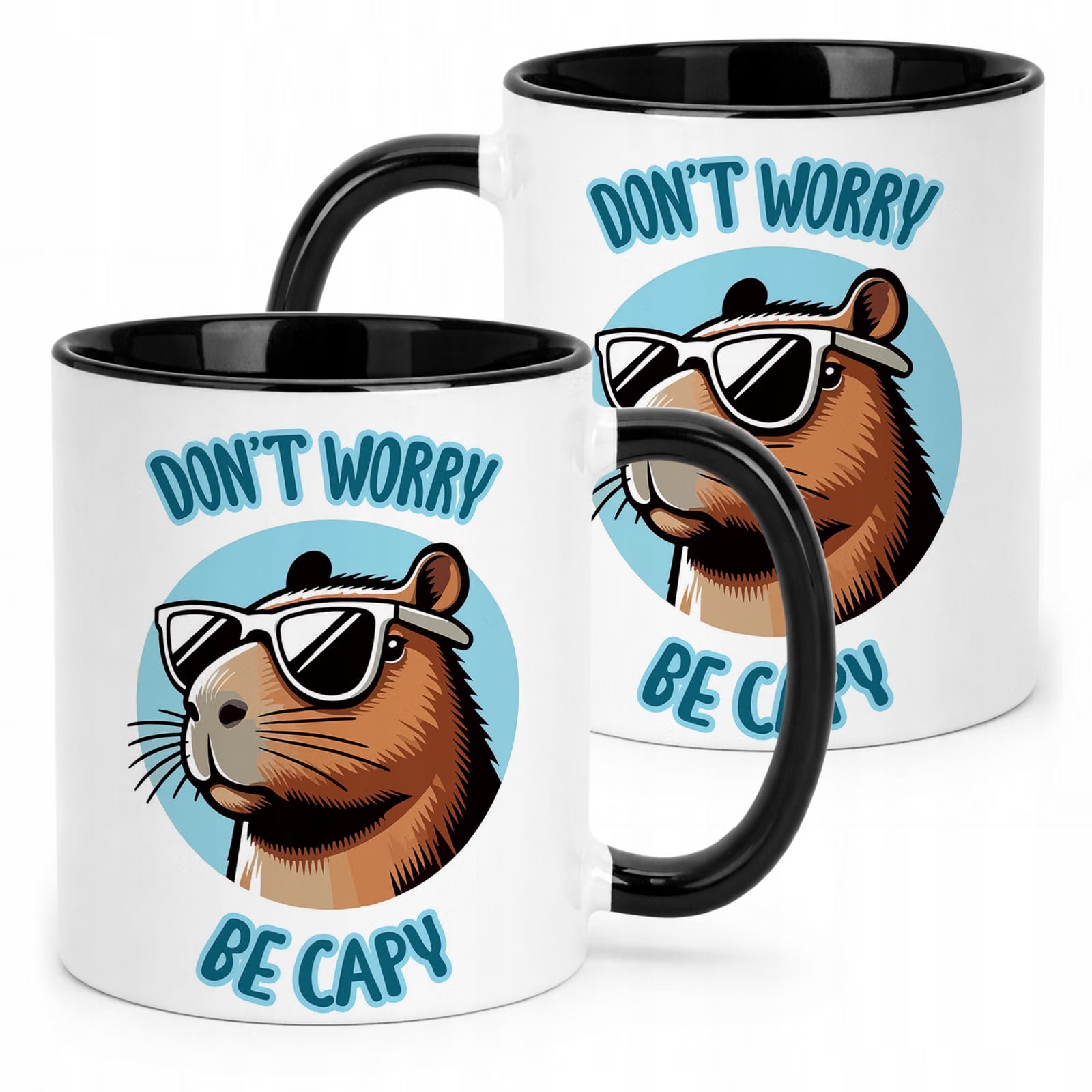 Kubek Czarny Kapibara Capybara Zwierzak Słodki Dla Dzieci Prezent