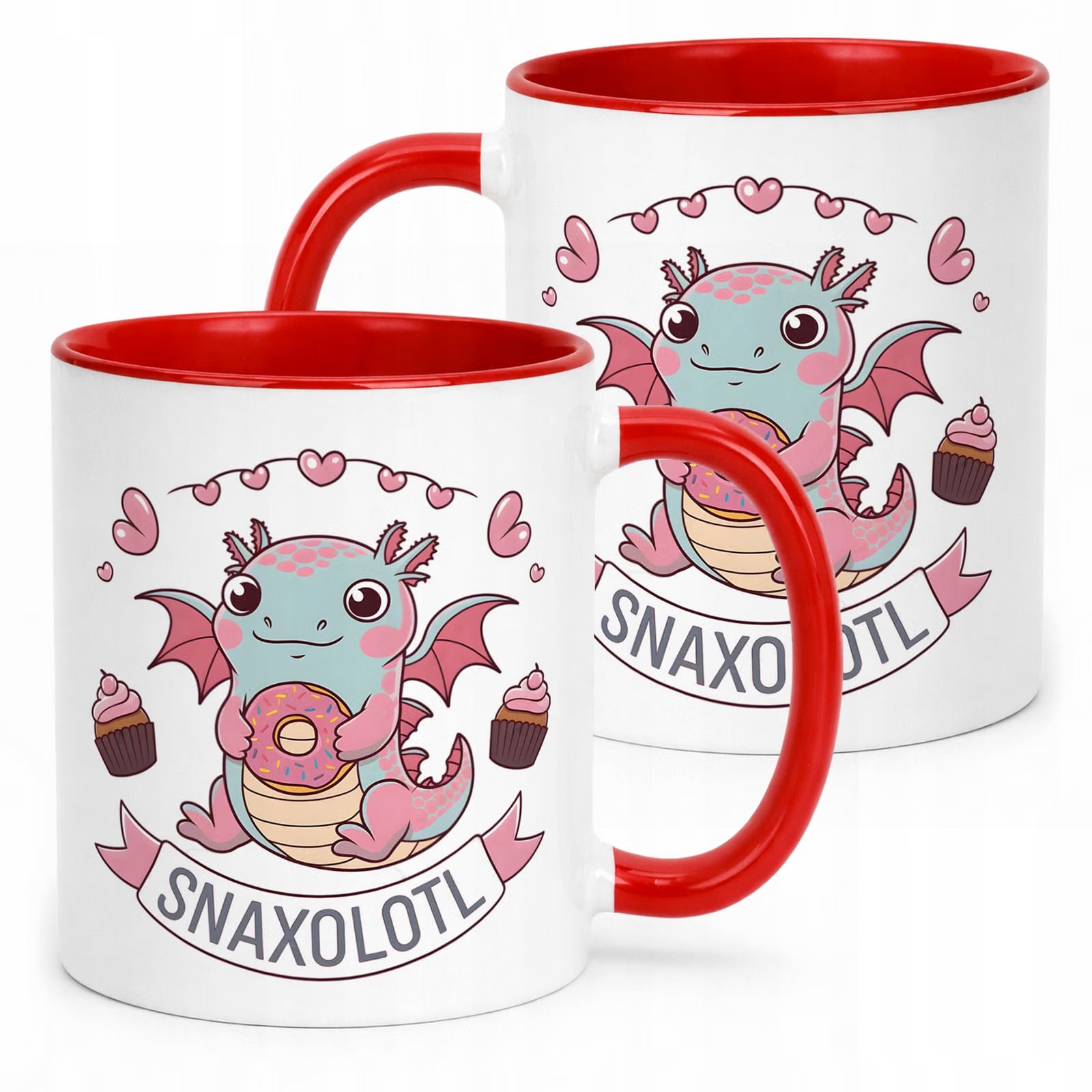Czerwony kubek dla dziecka z axolotlem Aksolotl Axolotl Zwierzak