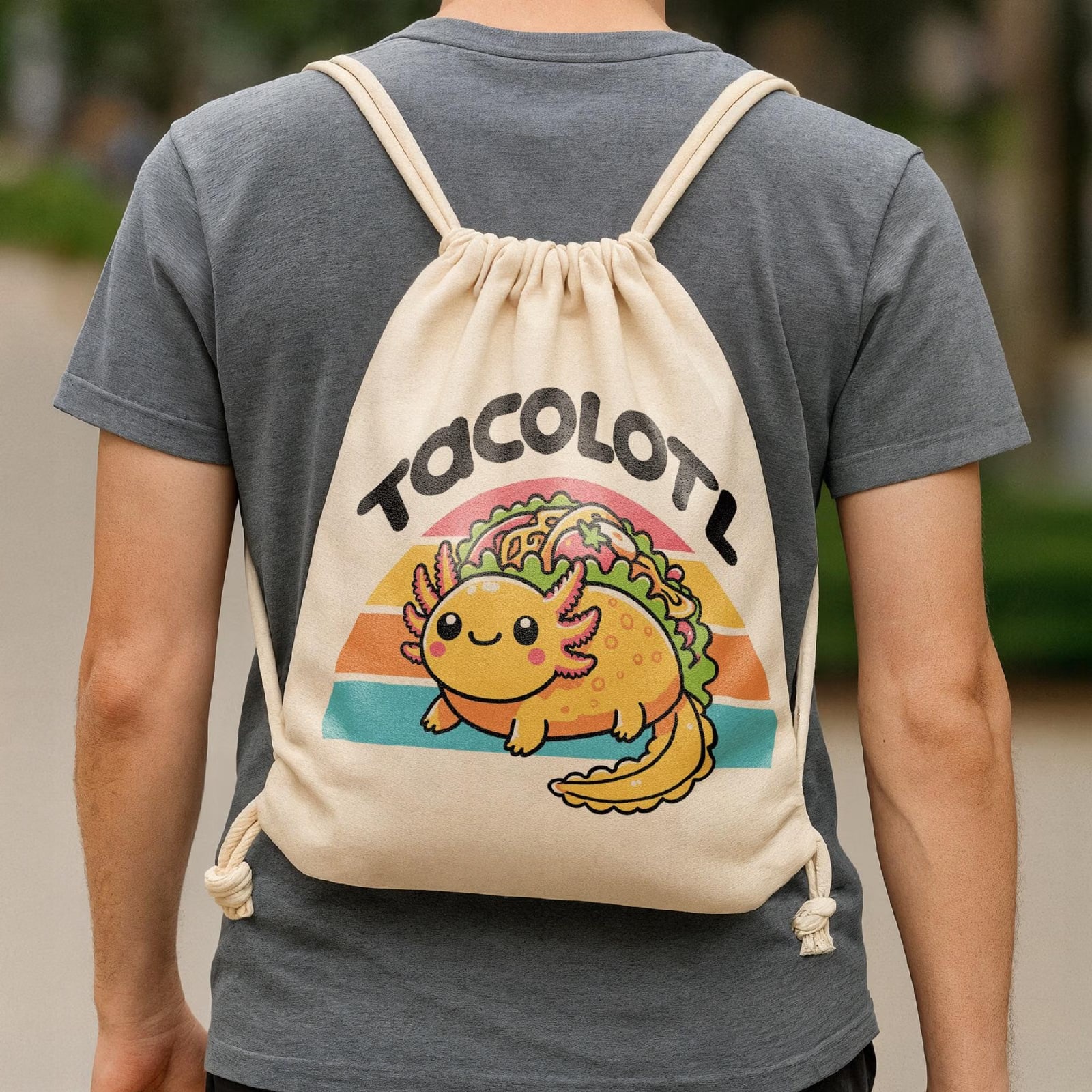 Worek bawełna ecru dla dziecka Aksolotl Axolotl Uśmiechnięty Różowy Trend