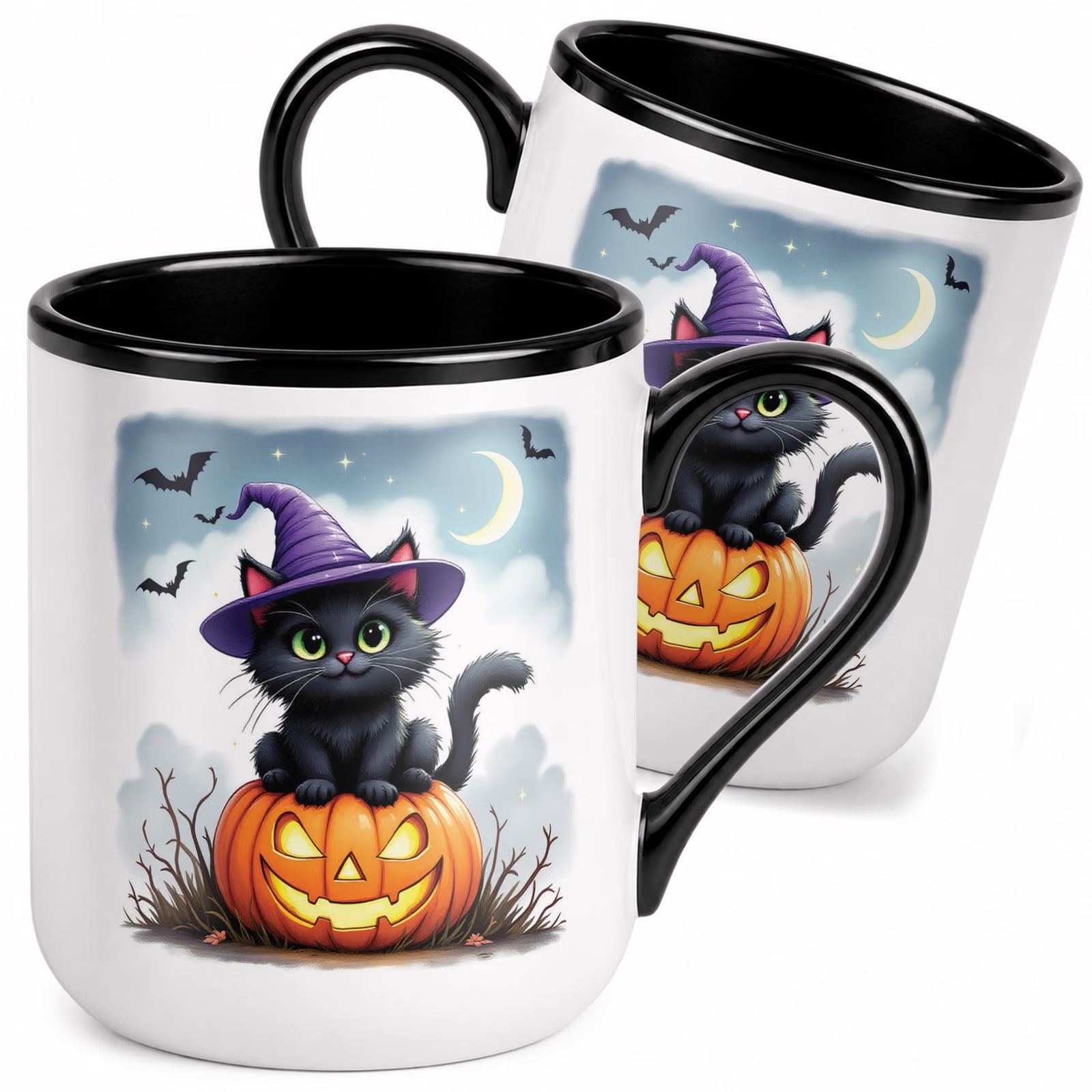 Kubek z nadrukiem Premium Czarny Jesień Halloween Upominek Prezent