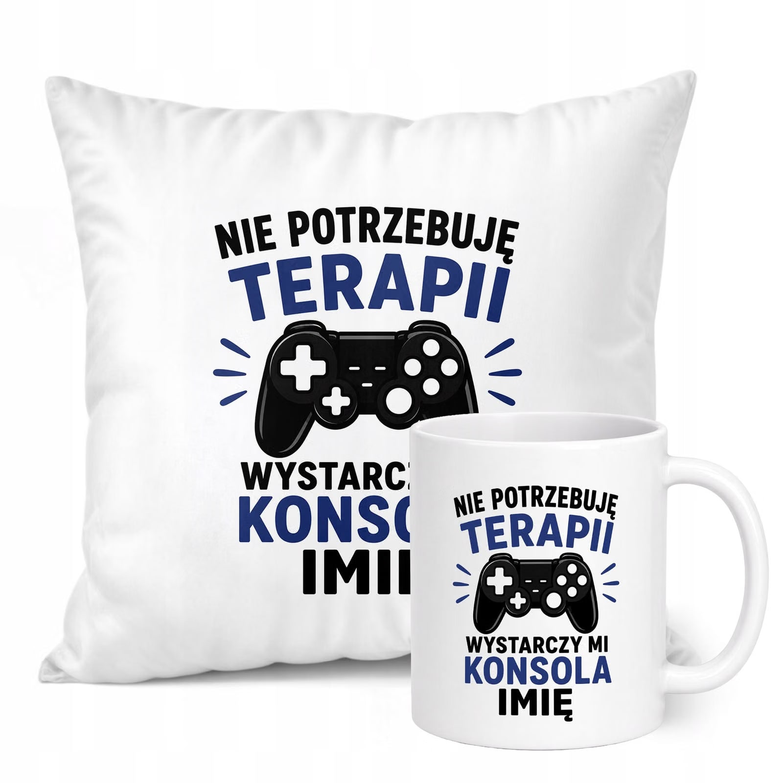Zestaw Personalizowany Kubek Biały Poduszka Dzień Chłopaka Z Nadrukiem