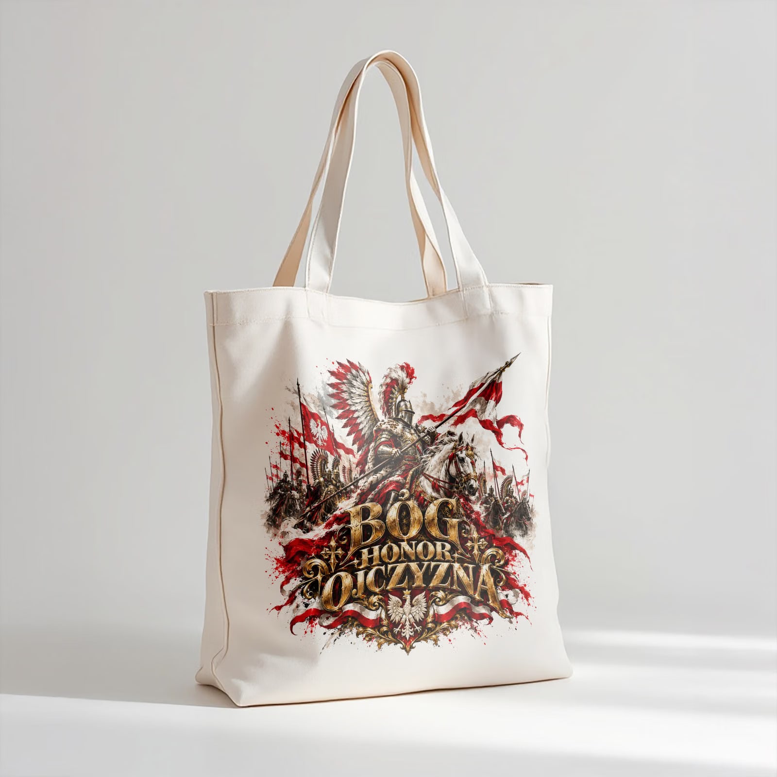 Torba shopper ecru premium patriotyczna święto niepodległości z nadrukiem