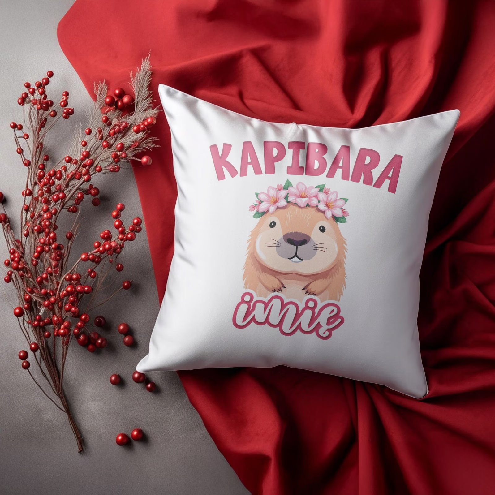 Poduszka 38x38cm Personalizowana Kapibara Capybara Zwierzak Dla Dzieci