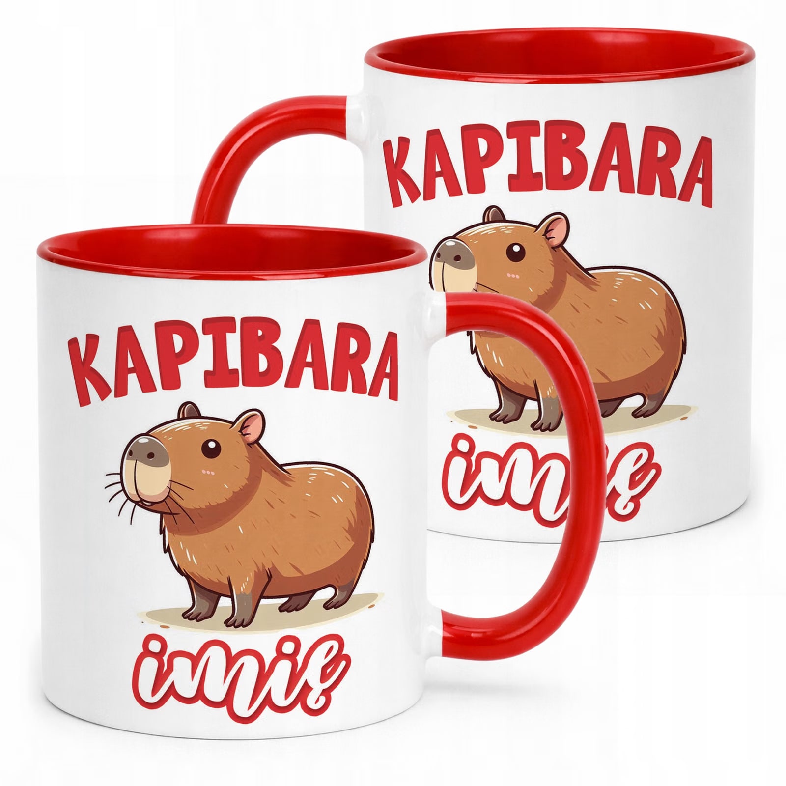 Kubek Czerwony Personalizowany Kapibara Capybara Zwierzak Dla Dzieci