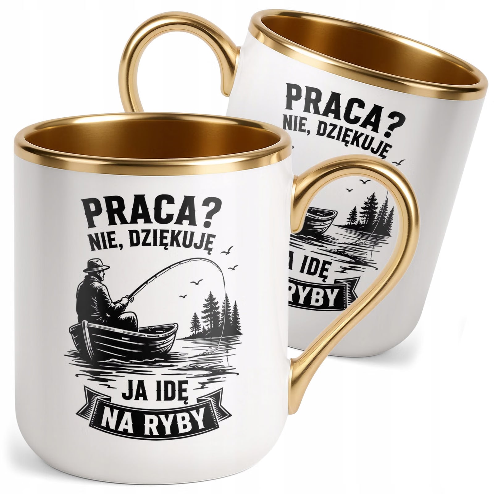 Kubek z nadrukiem Premium Złoty Dla Wędkarza Rybaka Prezent
