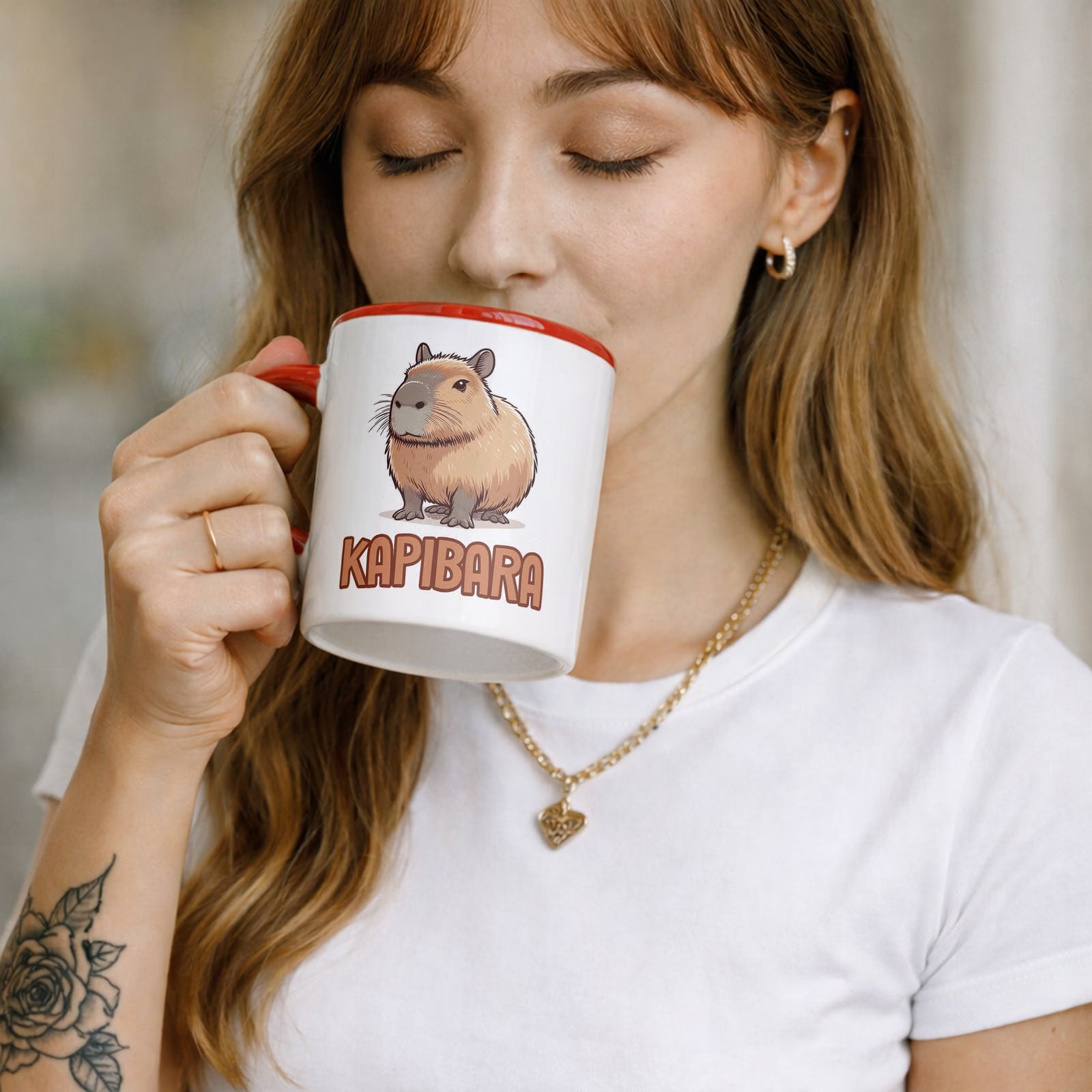 Kubek ceramiczny Kapibara Capybara Zwierzak Słodki Dla Dzieci Prezent