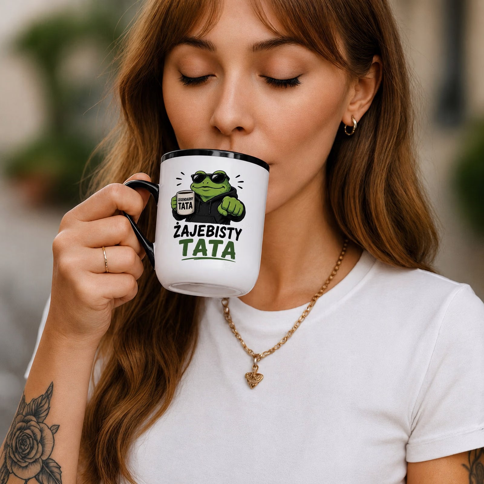 Kubek z nadrukiem Premium Czarny Dla Taty Dzień Ojca Upominek Prezent