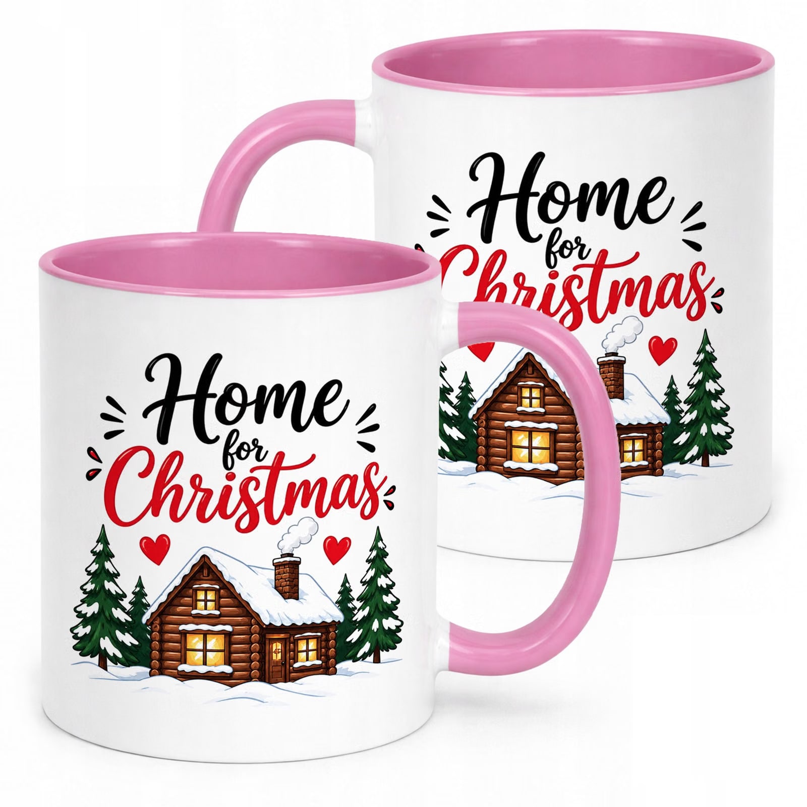 Kubek Różowy Boże Narodzenie Mikołajki Home For Christmas Prezent