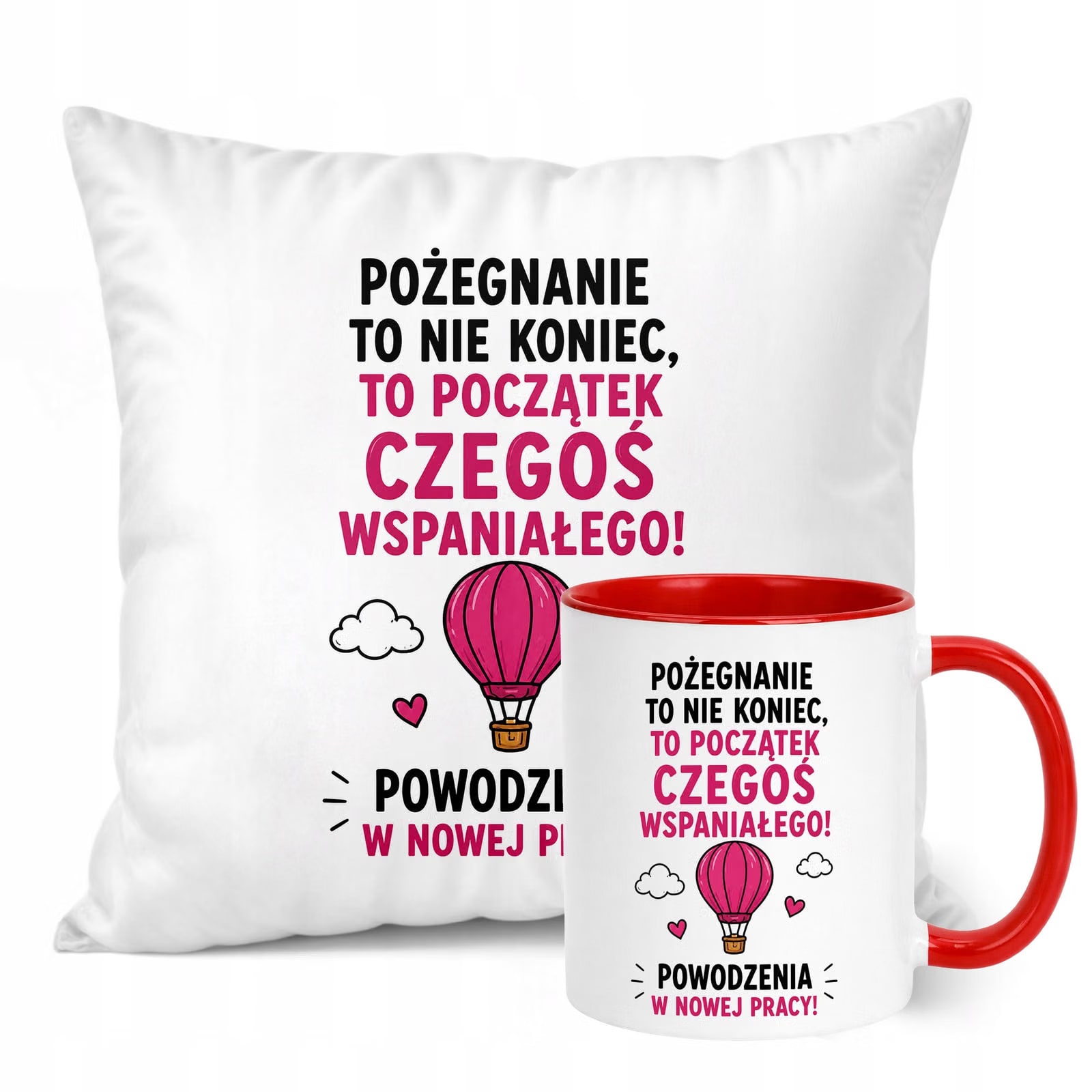 Zestaw Kubek Czerwony Poduszka Z Nadrukiem Odejście z Pracy Prezent