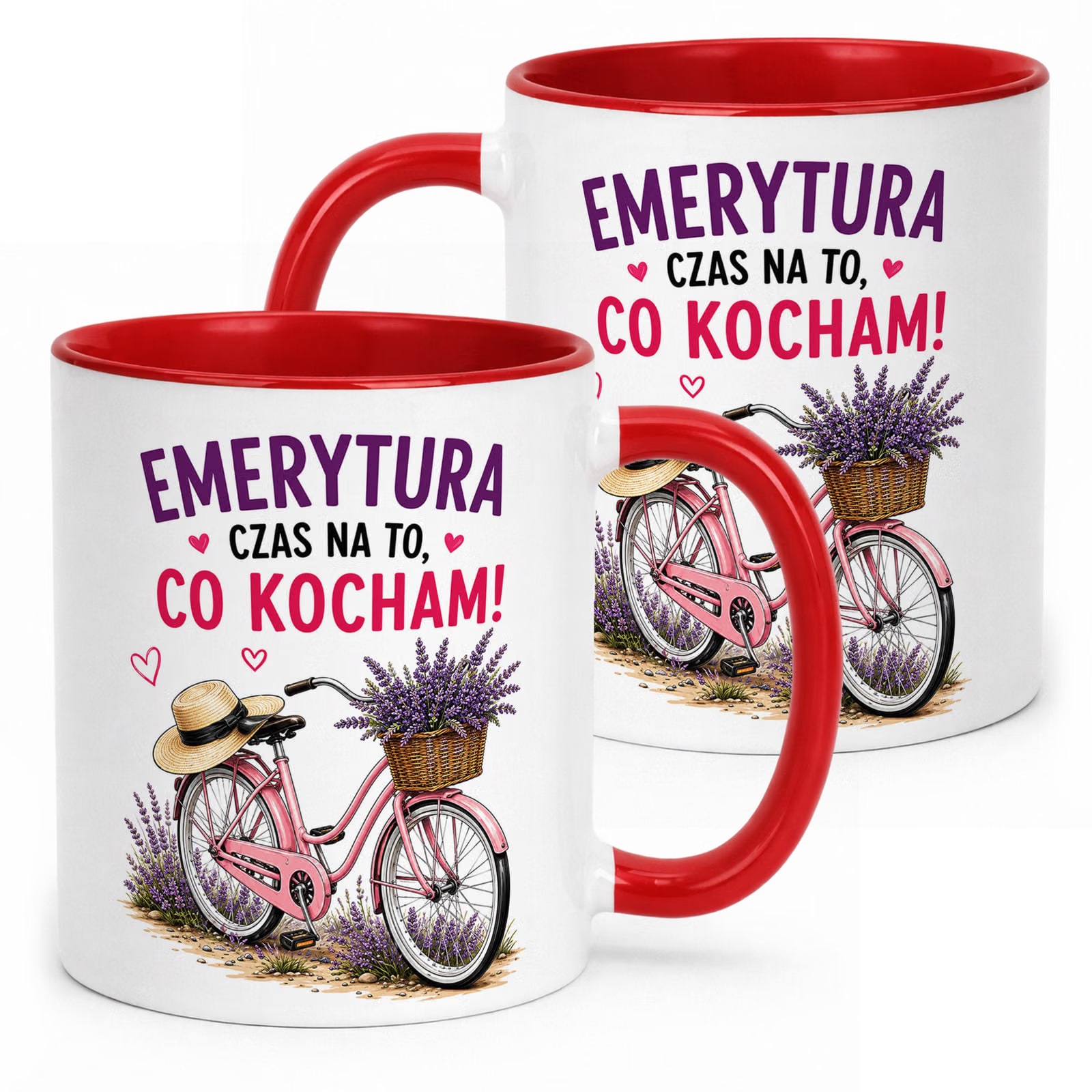 Kubek Czerwony z nadrukiem Emerytura Dla Emerytki Upominek Prezent
