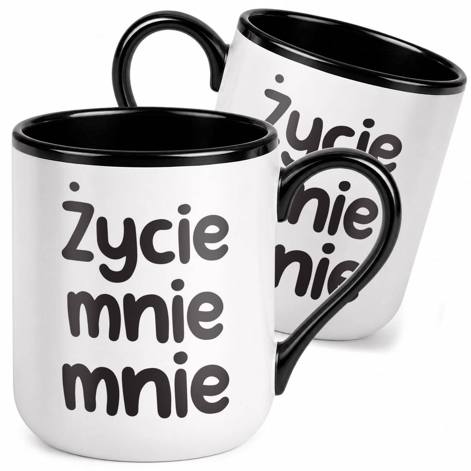 Kubek z nadrukiem Premium Czarny Życie Mnie Mnie Upominek Prezent
