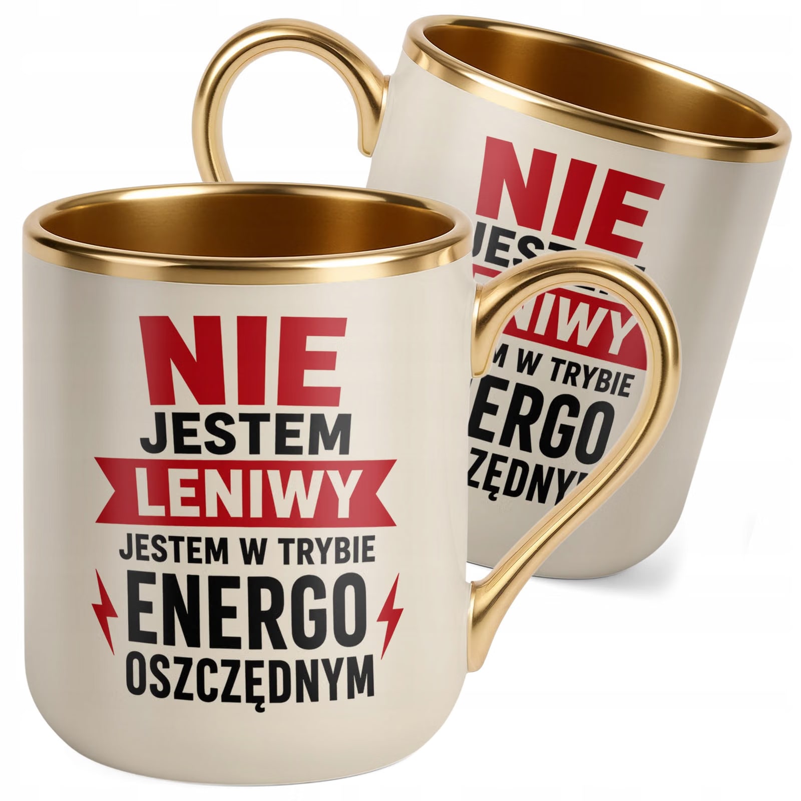 Kubek z nadrukiem Premium Złoty Ecru Dzień Chłopaka Mężczyzny Prezent