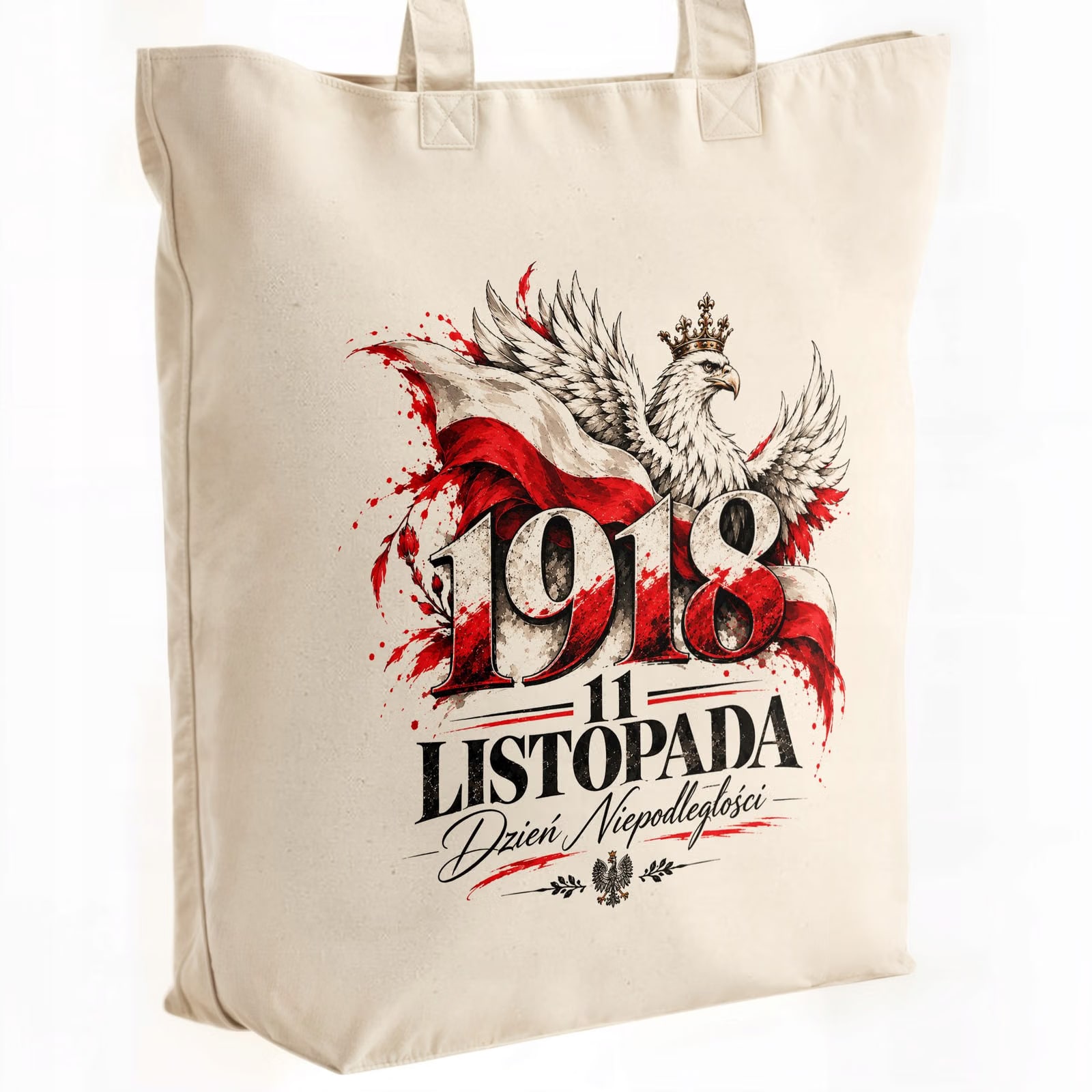 Torba shopper ecru premium patriotyczna święto niepodległości z nadrukiem