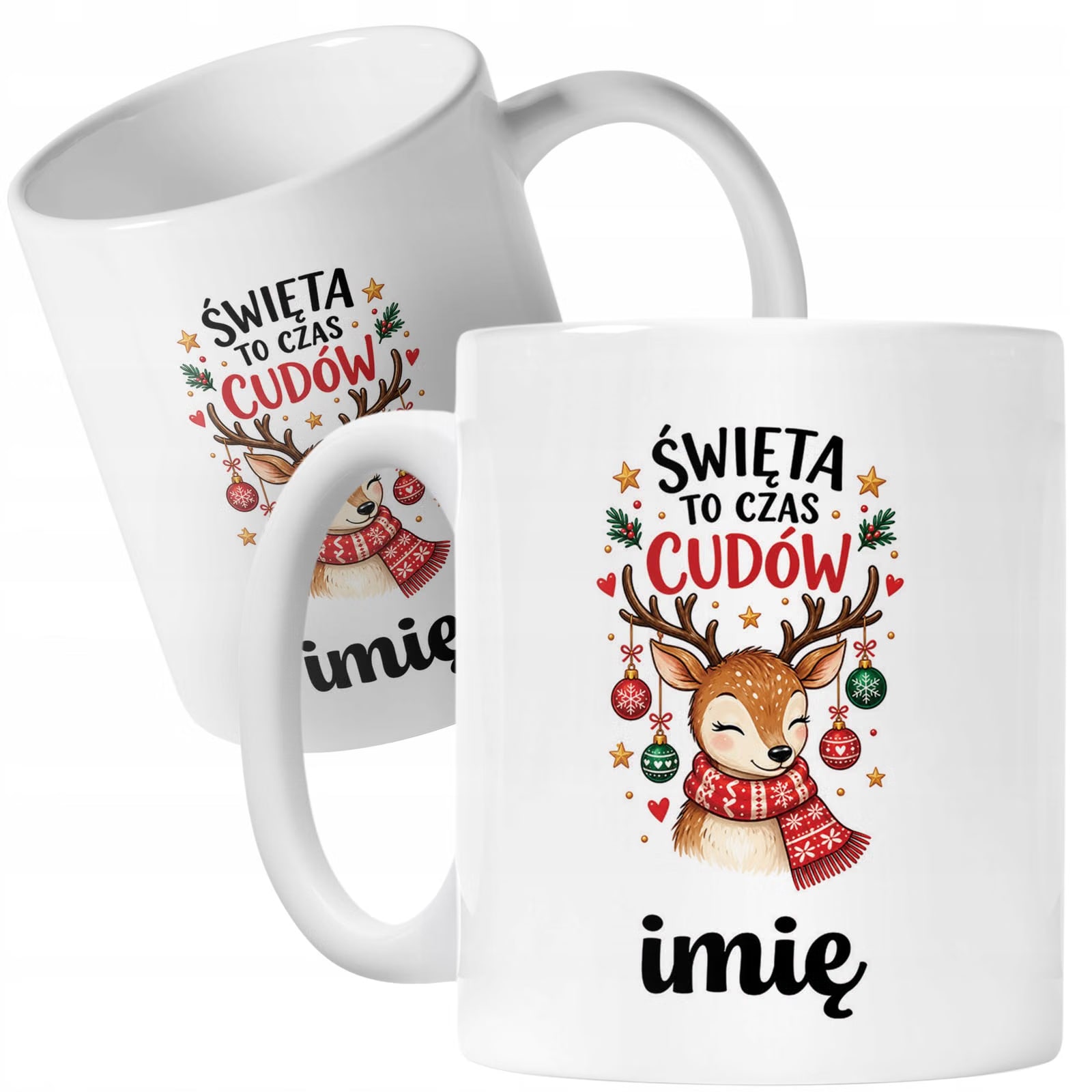 Kubek Biały Personalizowany z Nadrukiem Boże Narodzenie Święta Prezent