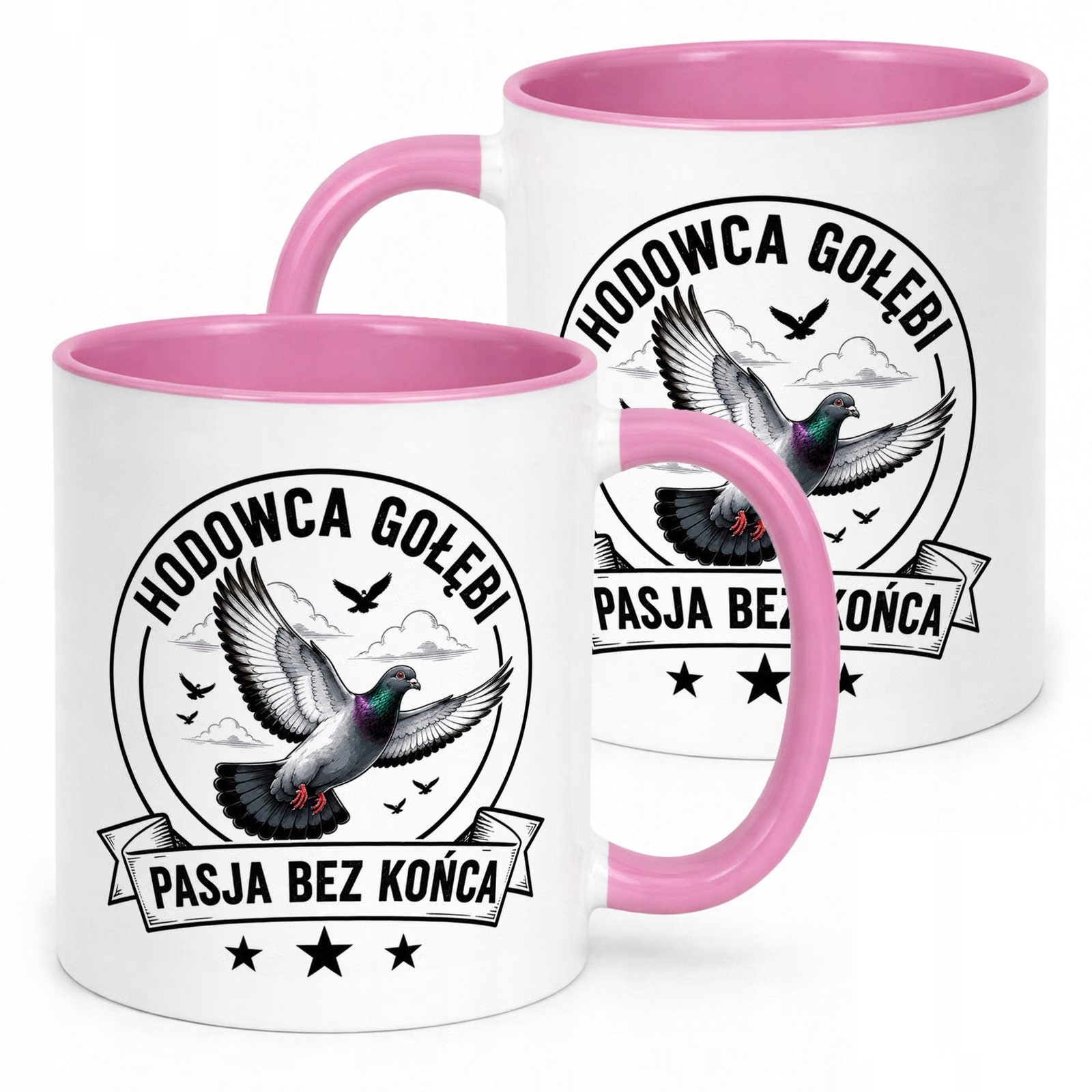 Różowy Kubek z nadrukiem Dla Gołębiarza Hodowcy Gołębi Upominek Prezent