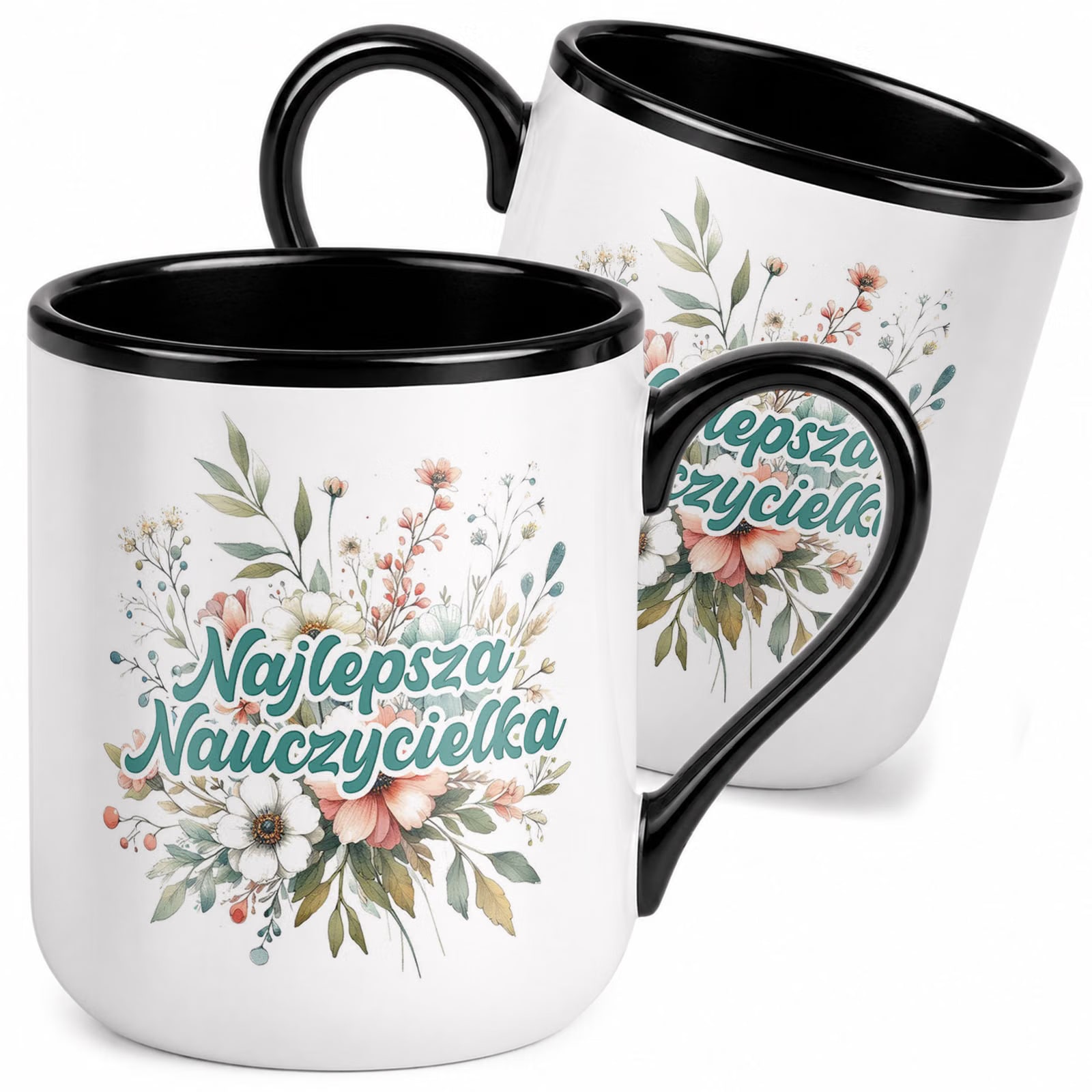 Kubek z nadrukiem Premium Czarny Dzień Nauczyciela Dla Nauczycielki Prezent