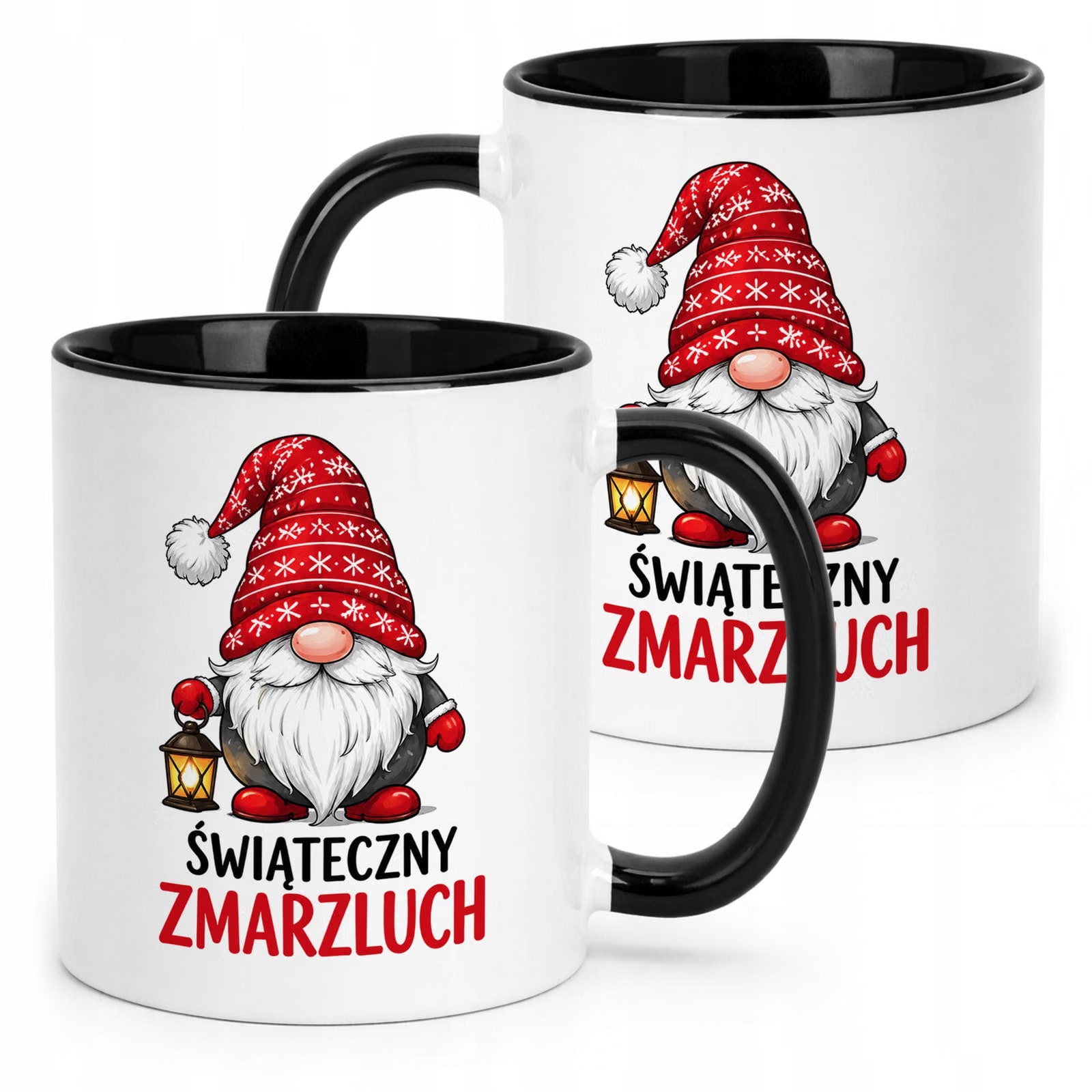 Kubek Czarny z Nadrukiem Boże Narodzenie Mikołajki Święta Skrzat Prezent