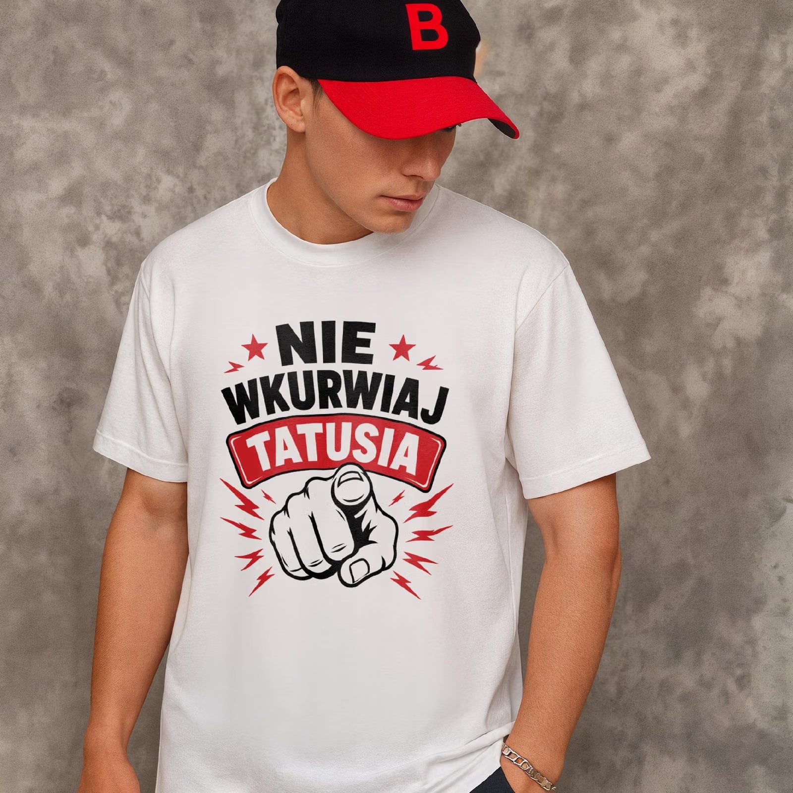 Koszulka biała męska dla tatusia prezent na Dzień Ojca upominek r. S