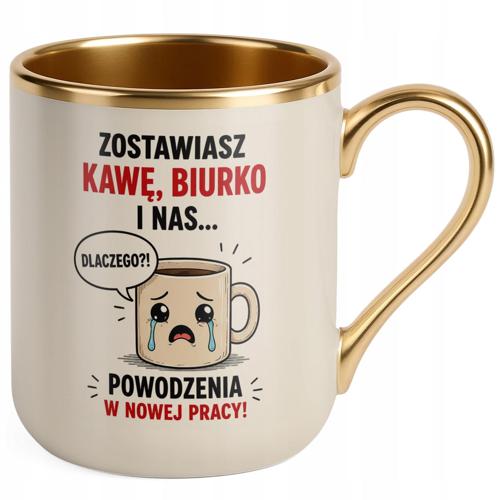 Kubek z nadrukiem Premium Złoty Ecru Pożegnanie Odejście z Pracy