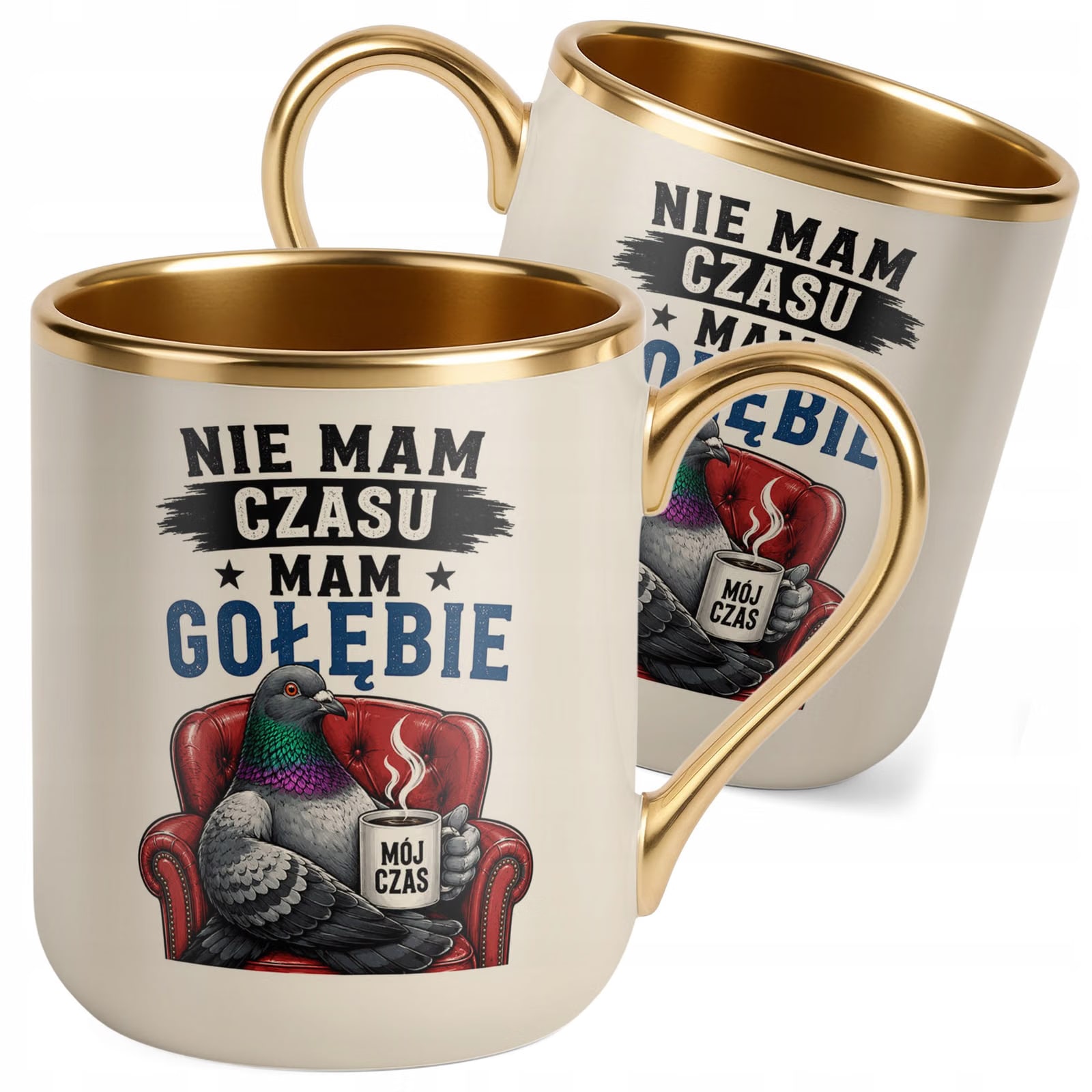 Kubek z nadrukiem Premium Złoty Ecru Dla Gołębiarza Hodowcy Gołębi Prezent