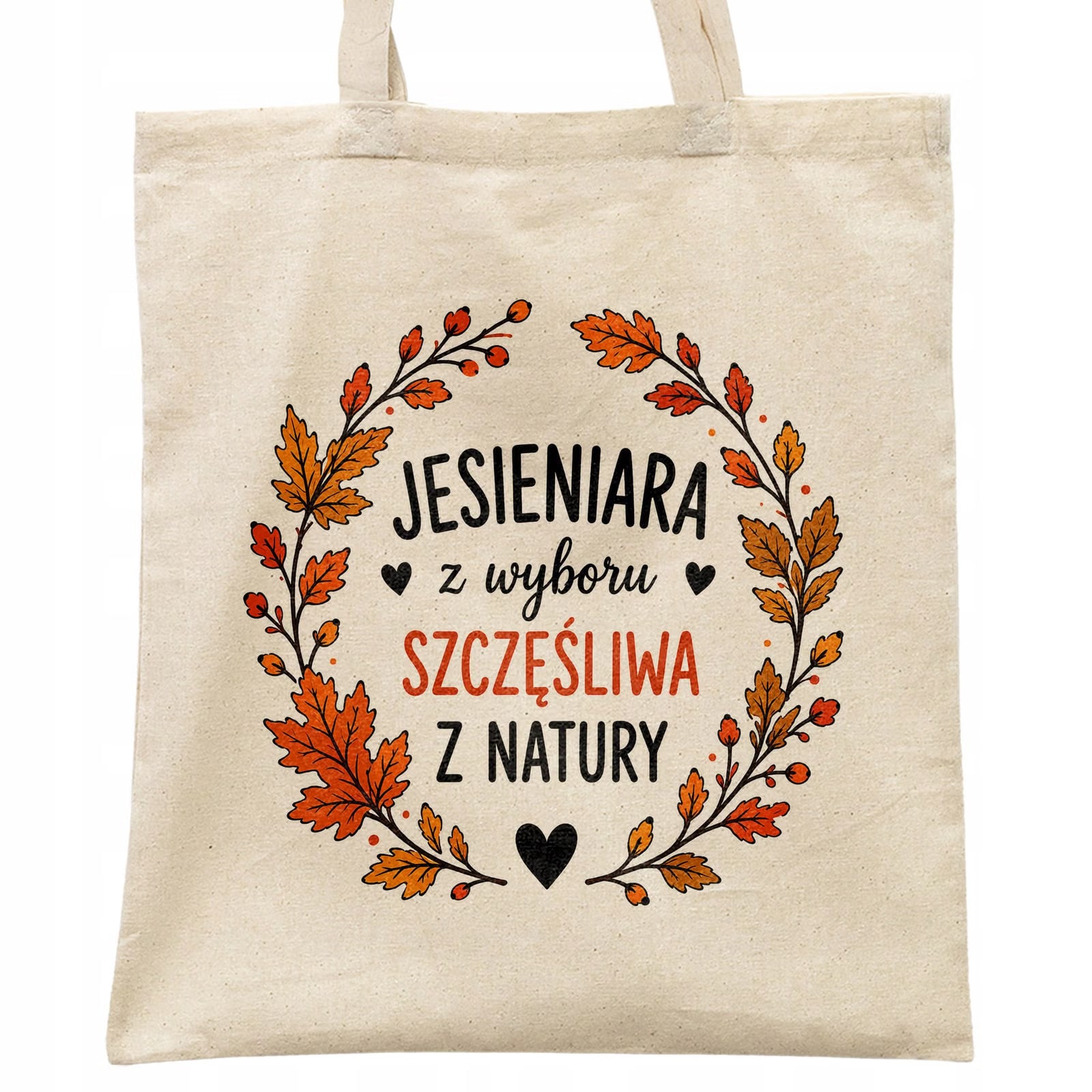 Torba shopper bawełniana jesień jesienna na zakupy z nadrukiem