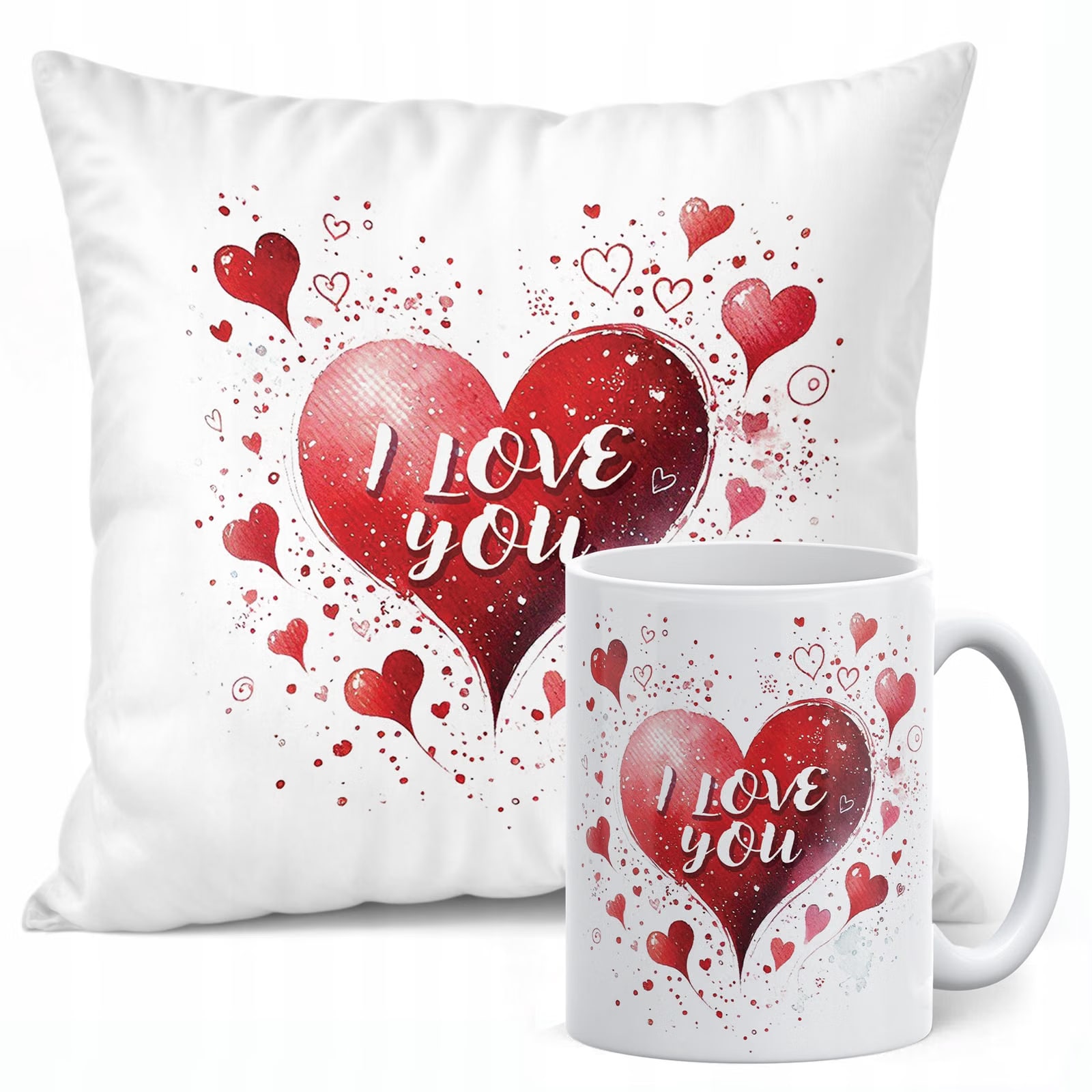 Zestaw Kubek + Poduszka 38x38 cm Walentynki I Love You Prezent Upominek
