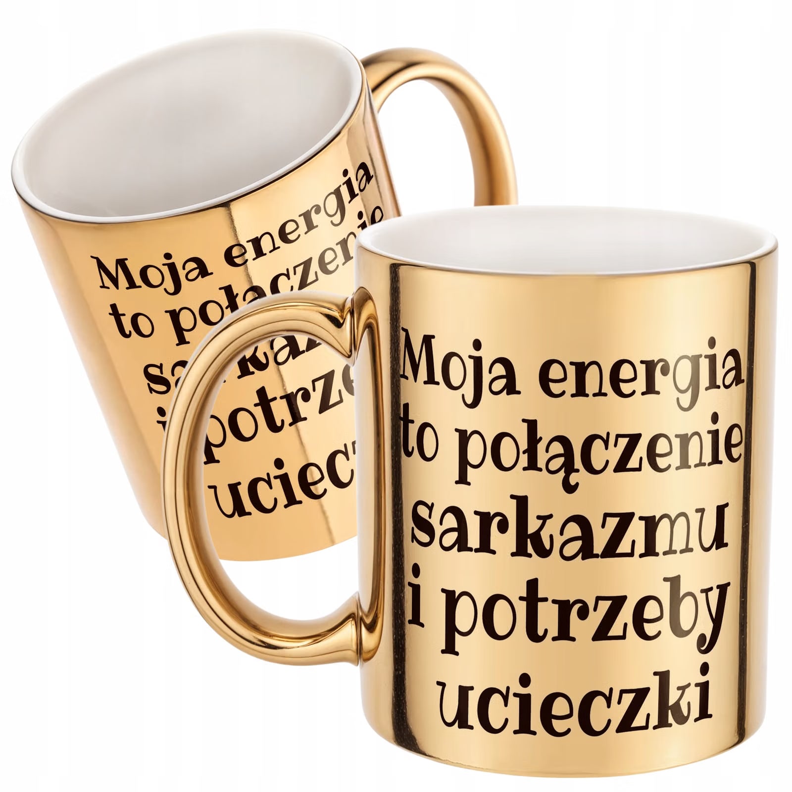 Złoty Kubek Moja Energia To Połączenie Śmieszny Zabawny Prezent
