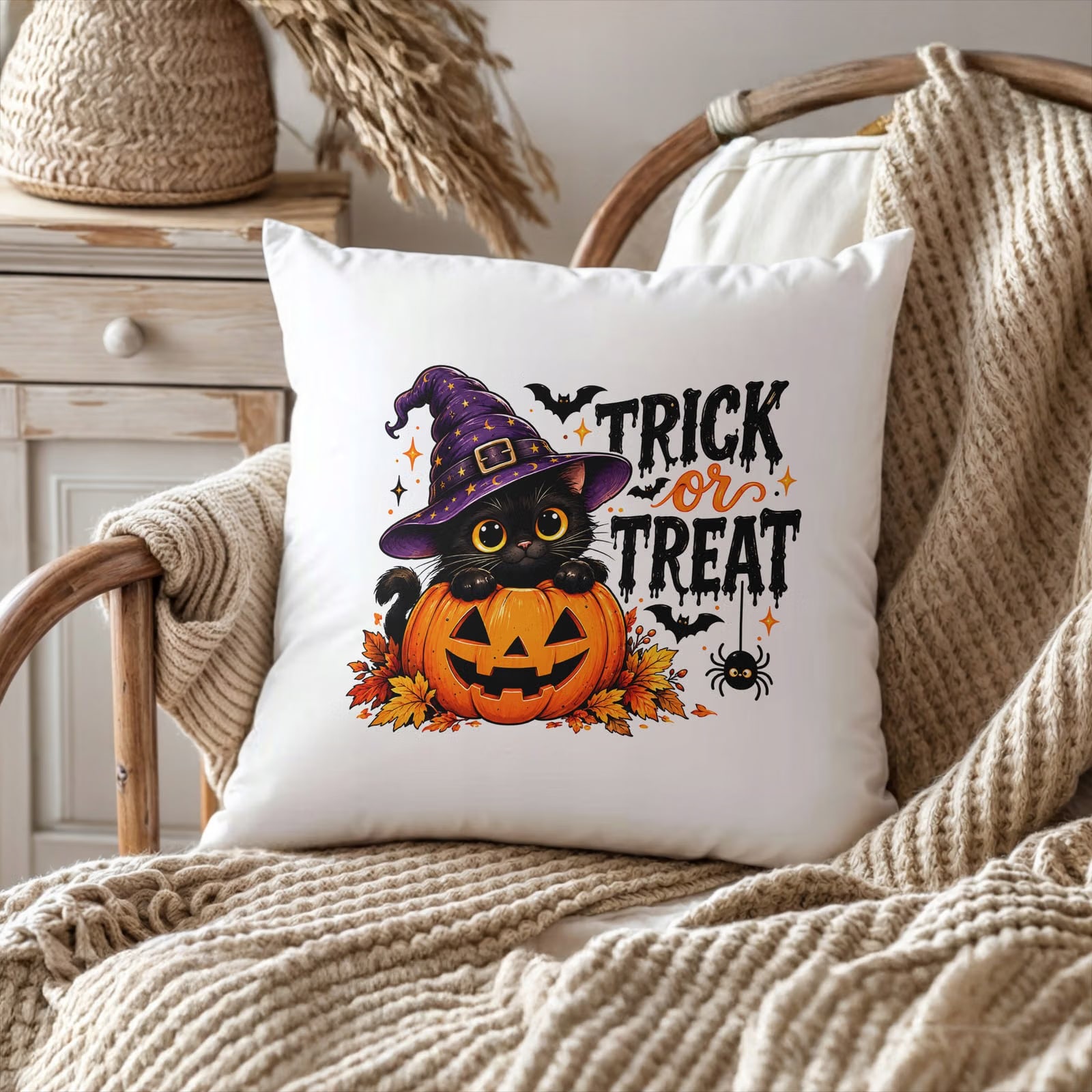 Poduszka Jasiek 38x38cm z Nadrukiem Halloween Jesień Prezent Upominek