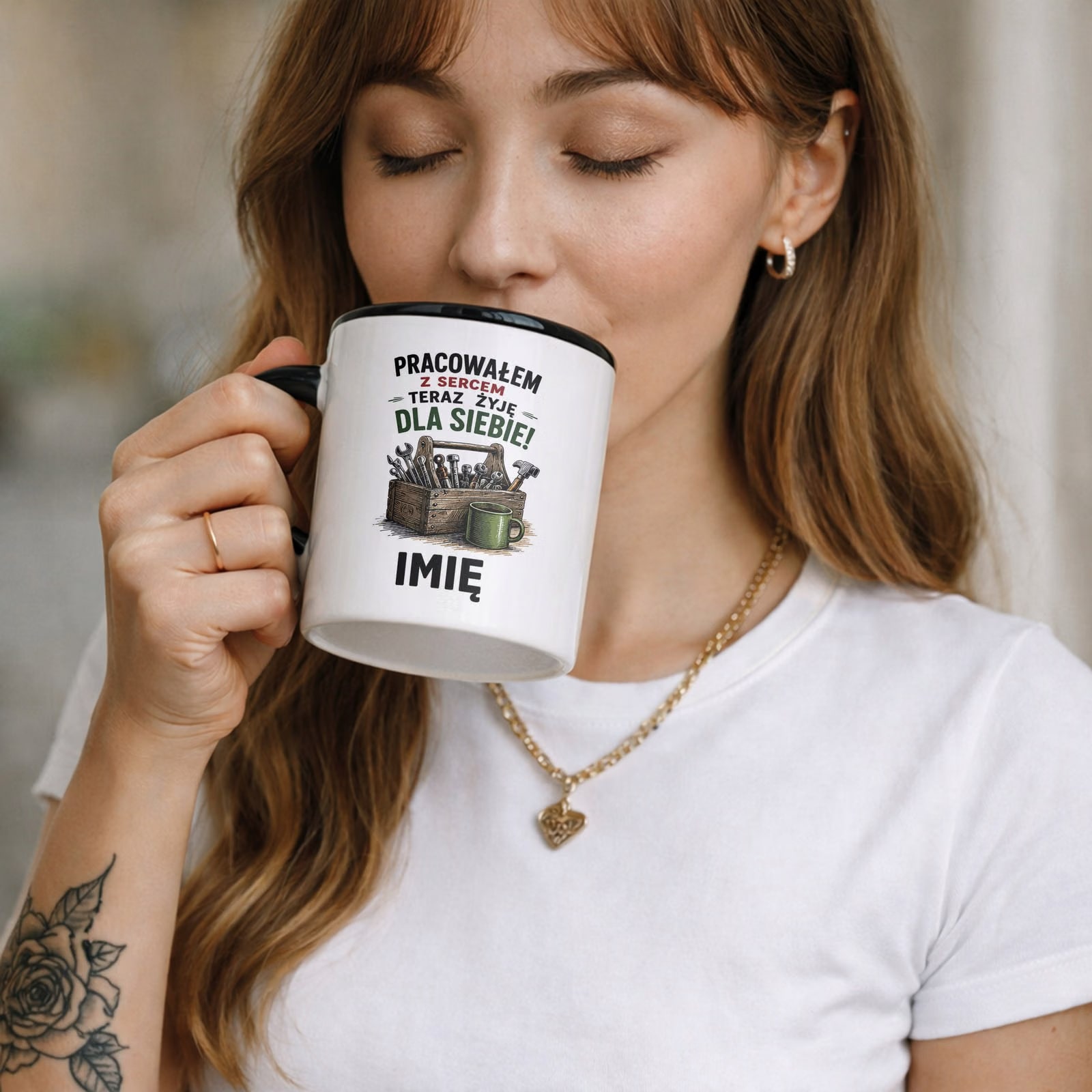 Zestaw Personalizowany Kubek Czarny Poduszka Emerytura Upominek Prezent