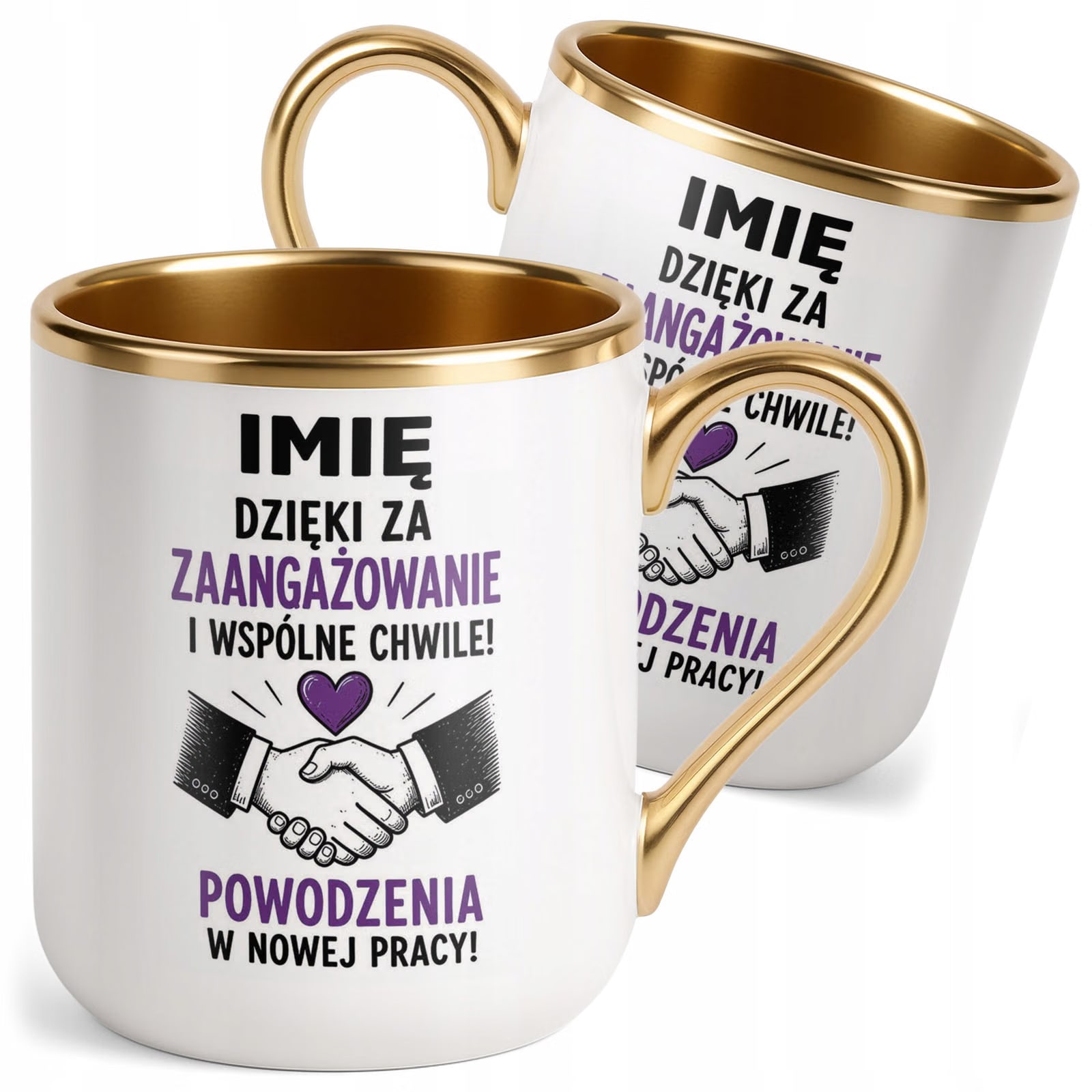 Kubek Personalizowany z nadrukiem Premium Złoty Odejście z Pracy