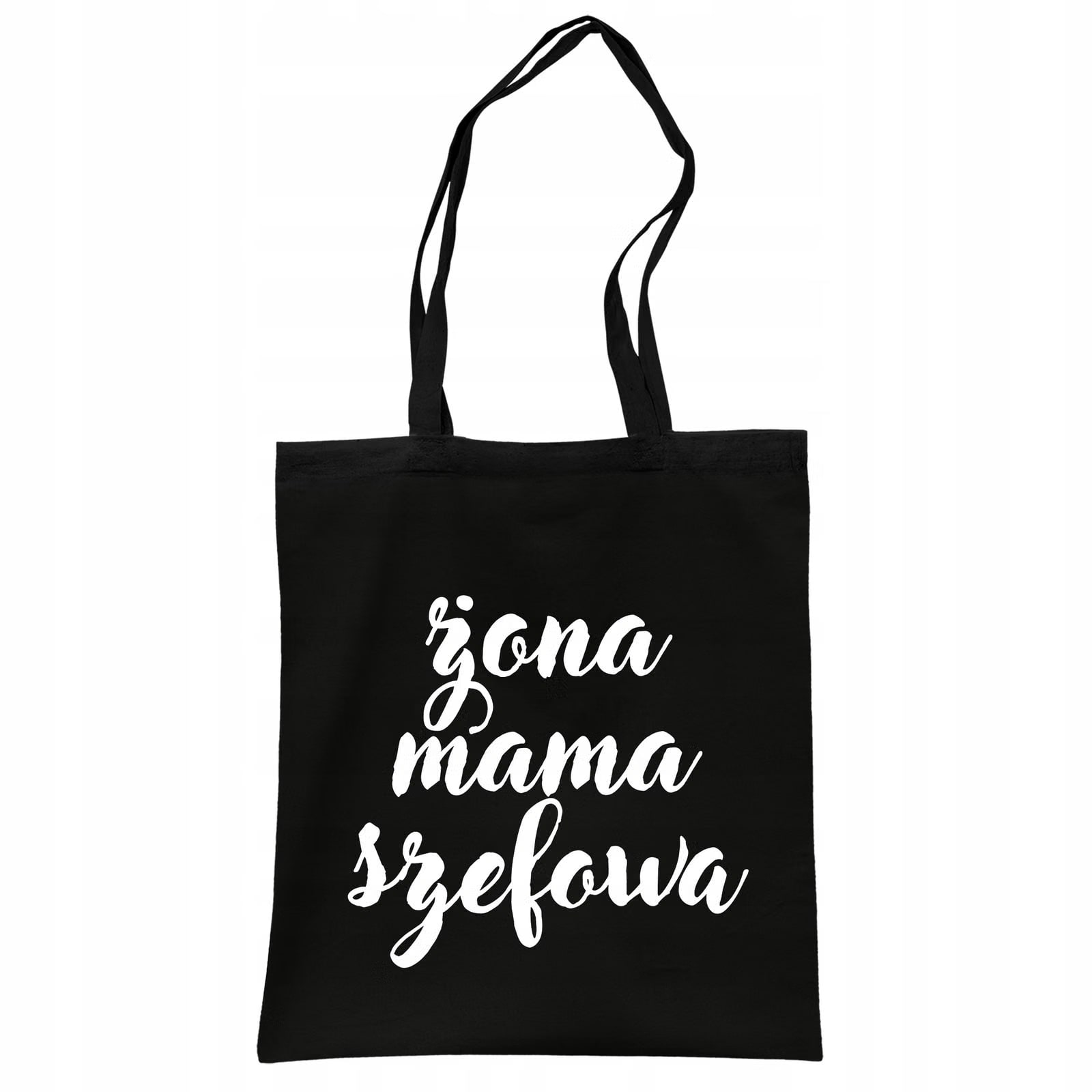Torba bawełniana czarna na zakupy Żona Mama Szefowa Dzień Mamy Kobiet