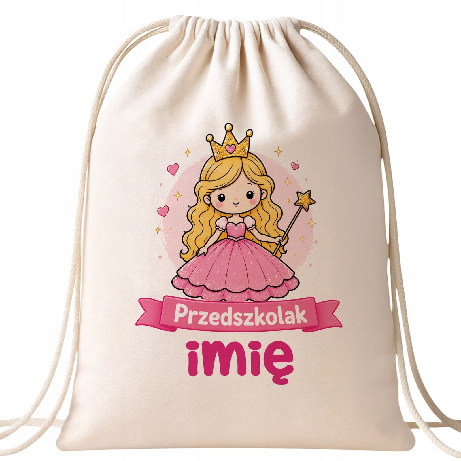 Zestaw Personalizowany Plecak Worek Kubek Przedszkolak Księżniczka Prezent