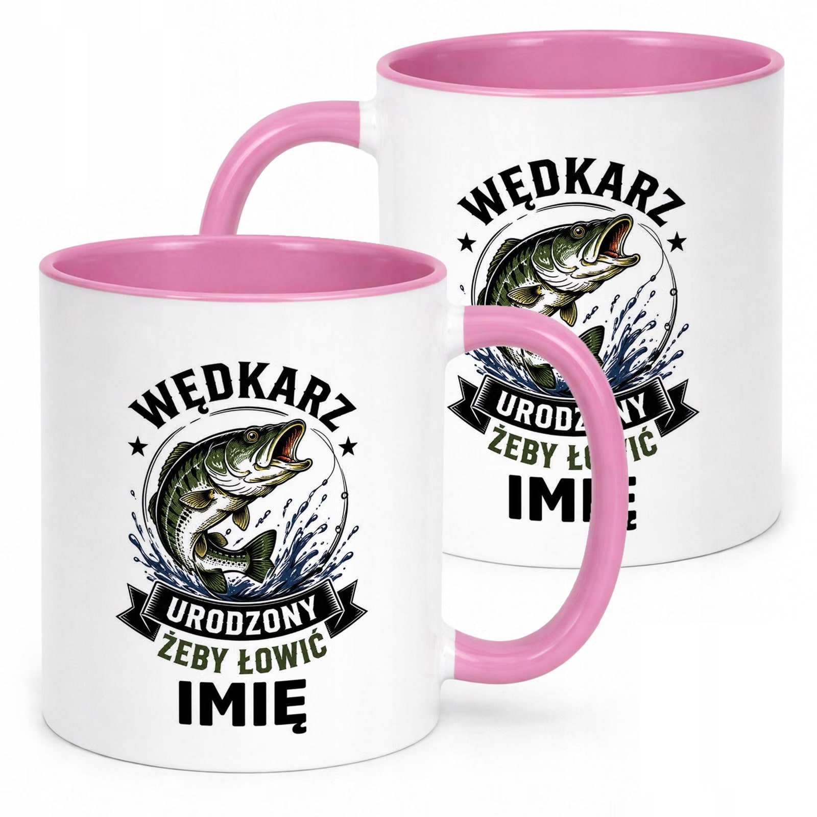 Różowy Kubek Personalizowany z nadrukiem Dla Wędkarza Upominek Prezent