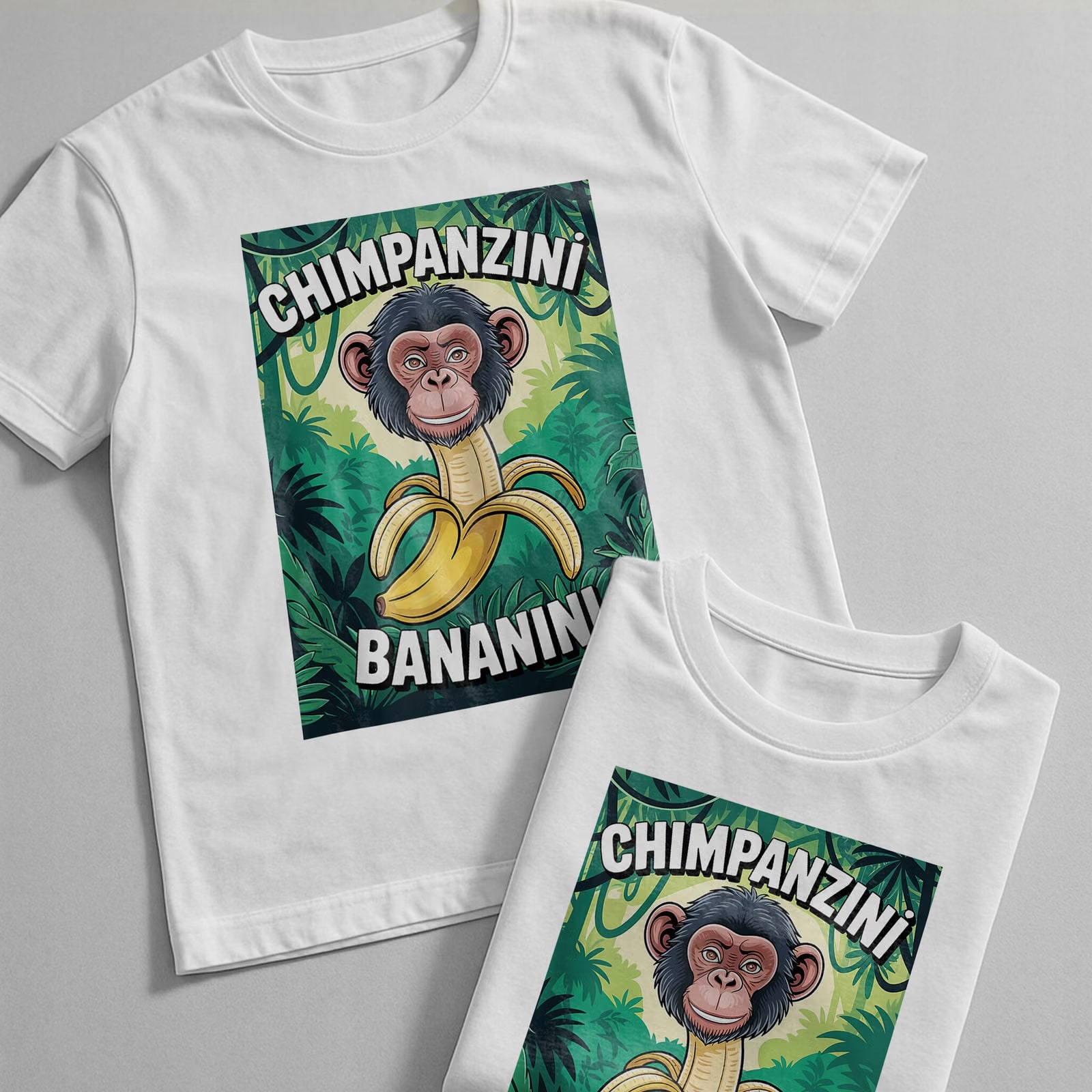 Koszulka biała dziecięca Chimpanzini Bananini viral tiktok brainrot