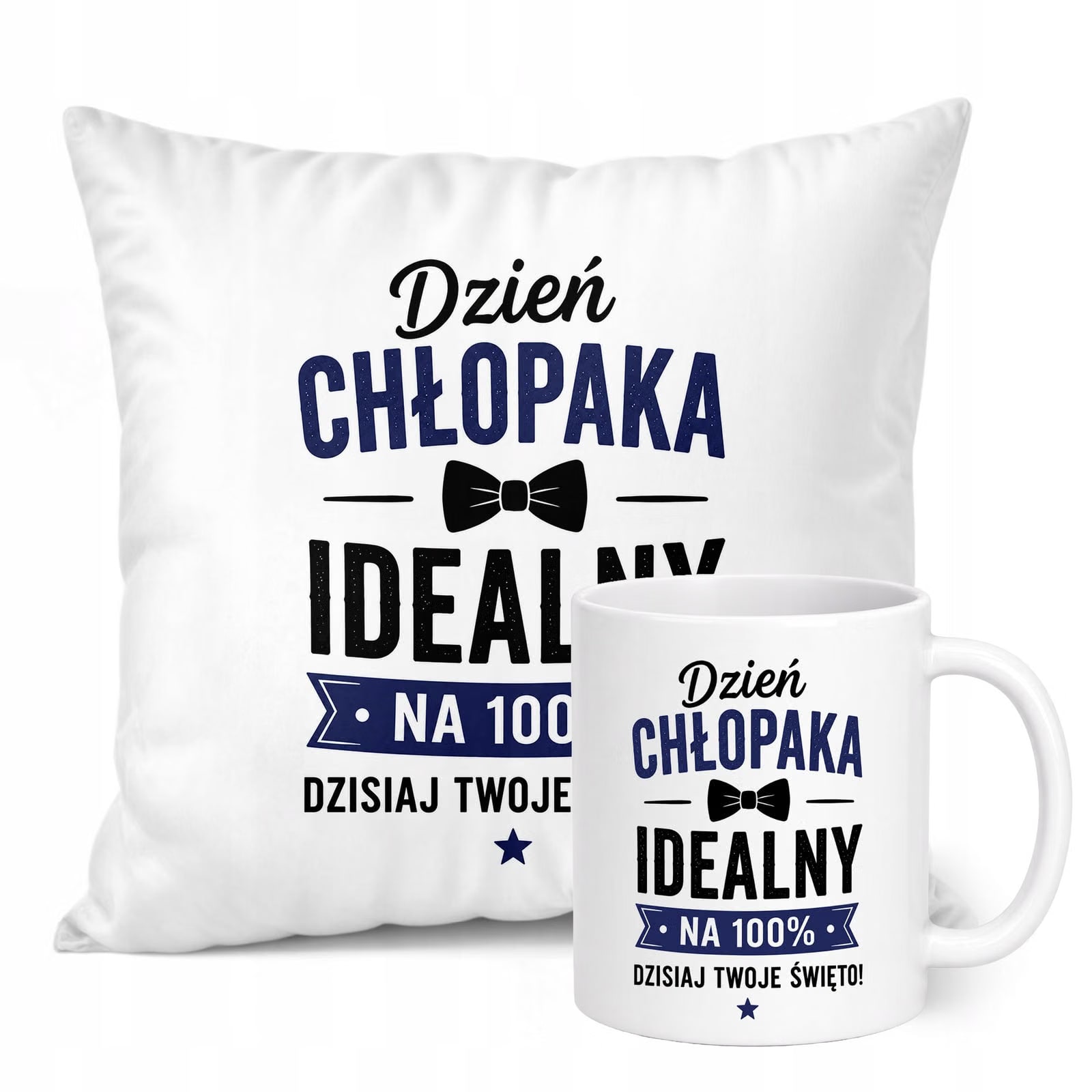 Zestaw Kubek Biały Poduszka Dzień Chłopaka Z Nadrukiem Prezent Upominek