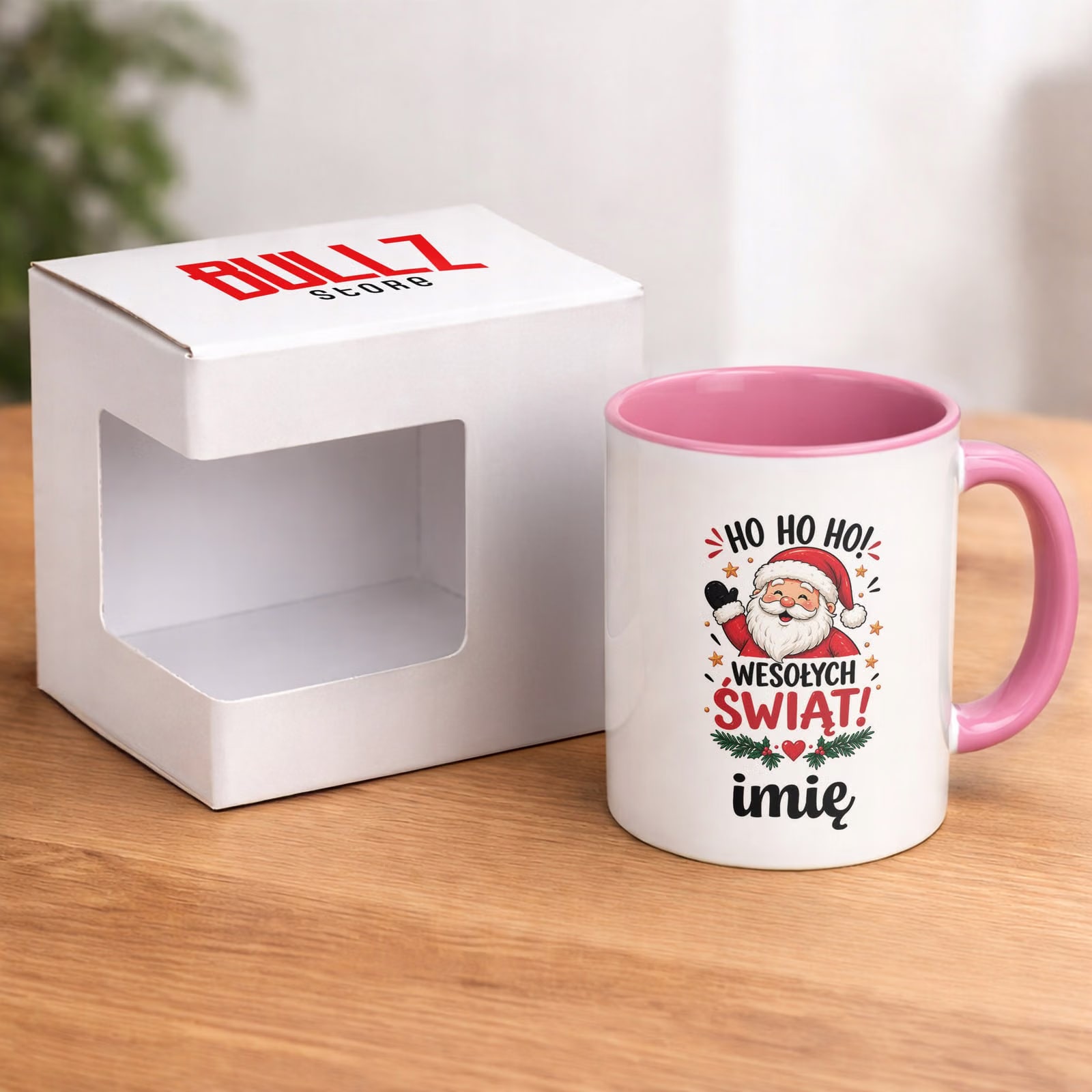 Kubek Różowy Personalizowany z Nadrukiem Boże Narodzenie Święta Prezent