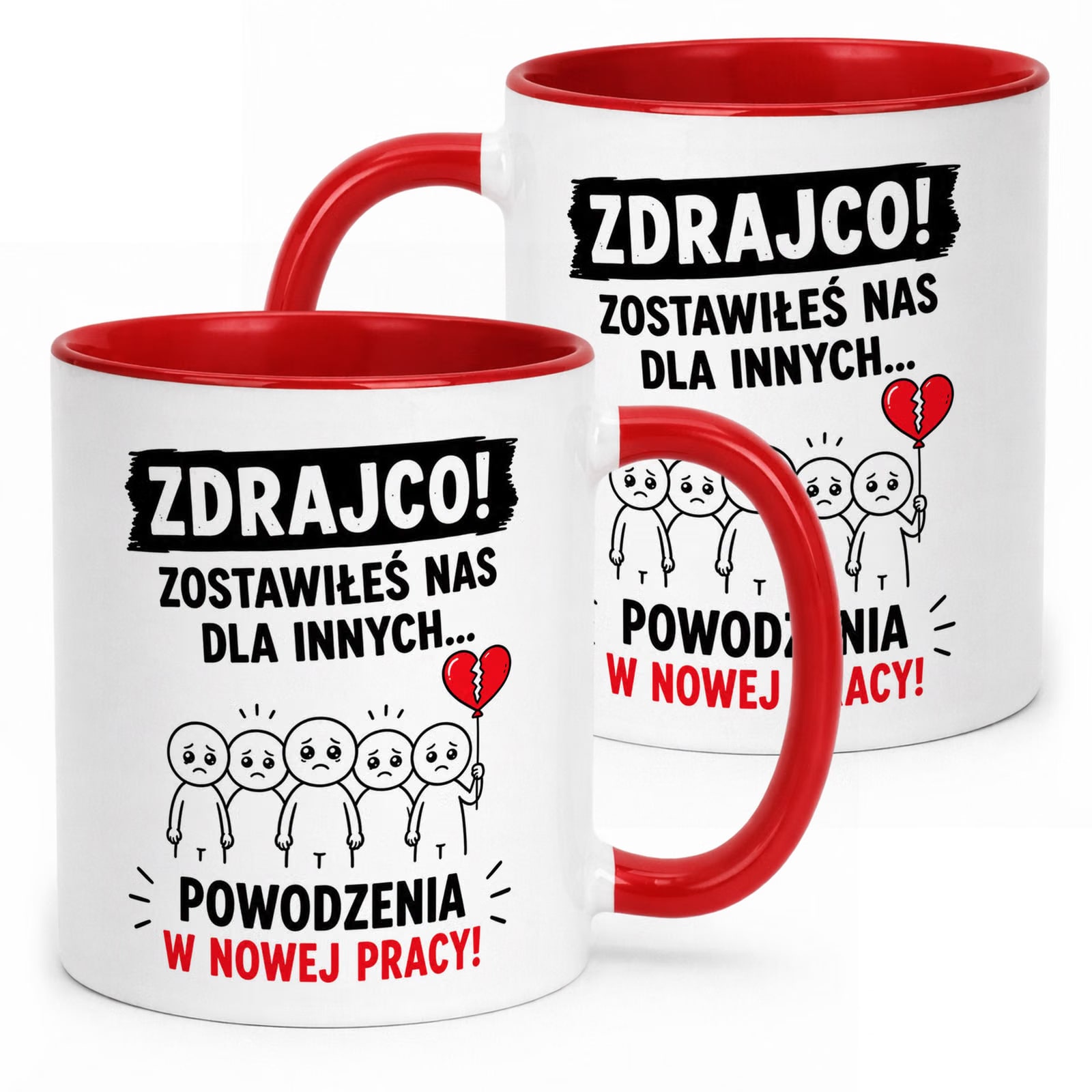 Kubek Czerwony z nadrukiem Pożegnanie Odejście z Pracy Dla Kolegi Prezent