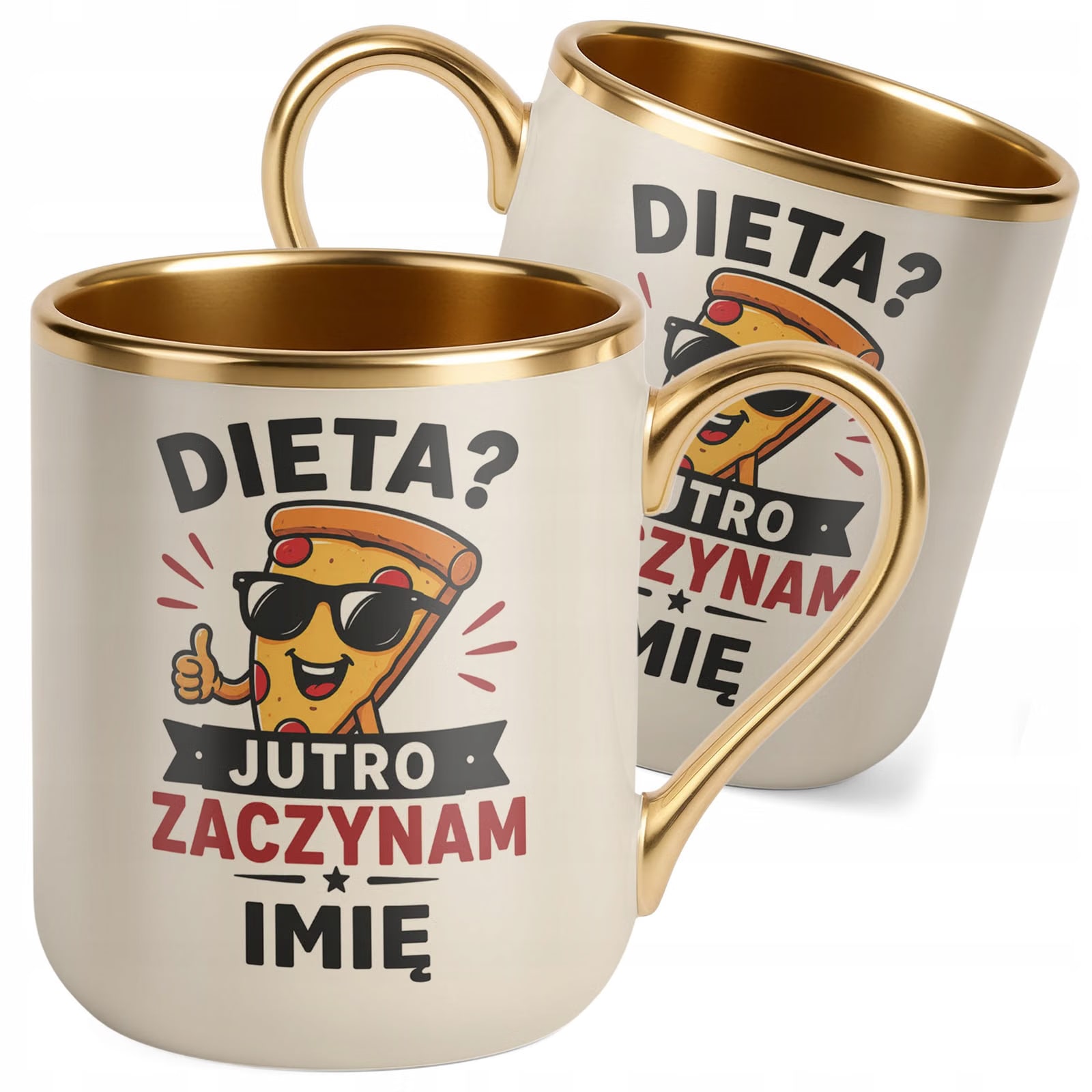 Kubek personalizowany z nadrukiem Premium Złoty Ecru Dzień Chłopaka