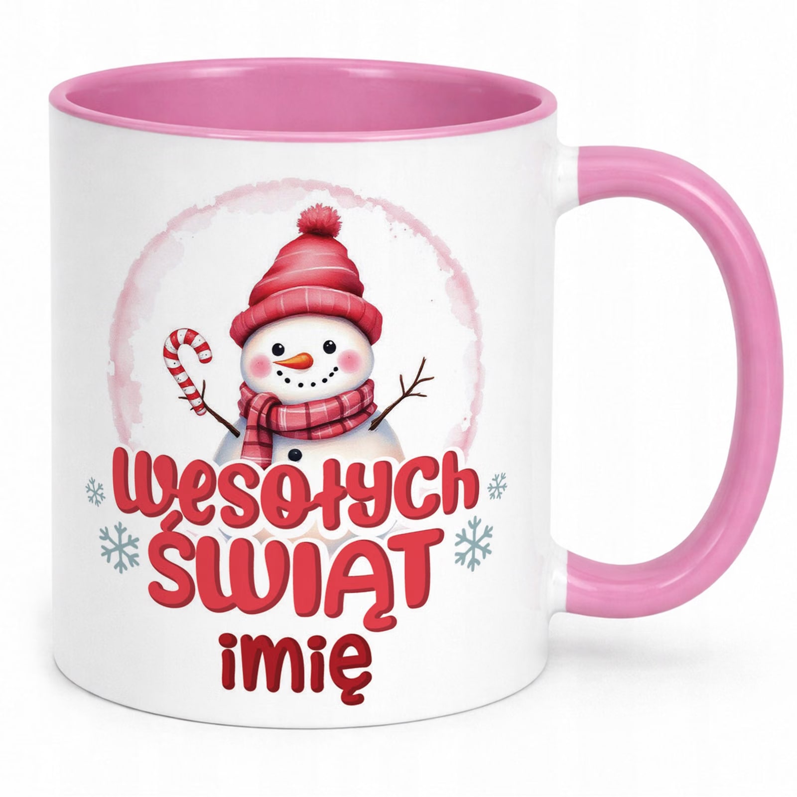 Kubek Różowy Personalizowany z Nadrukiem Boże Narodzenie Święta Prezent