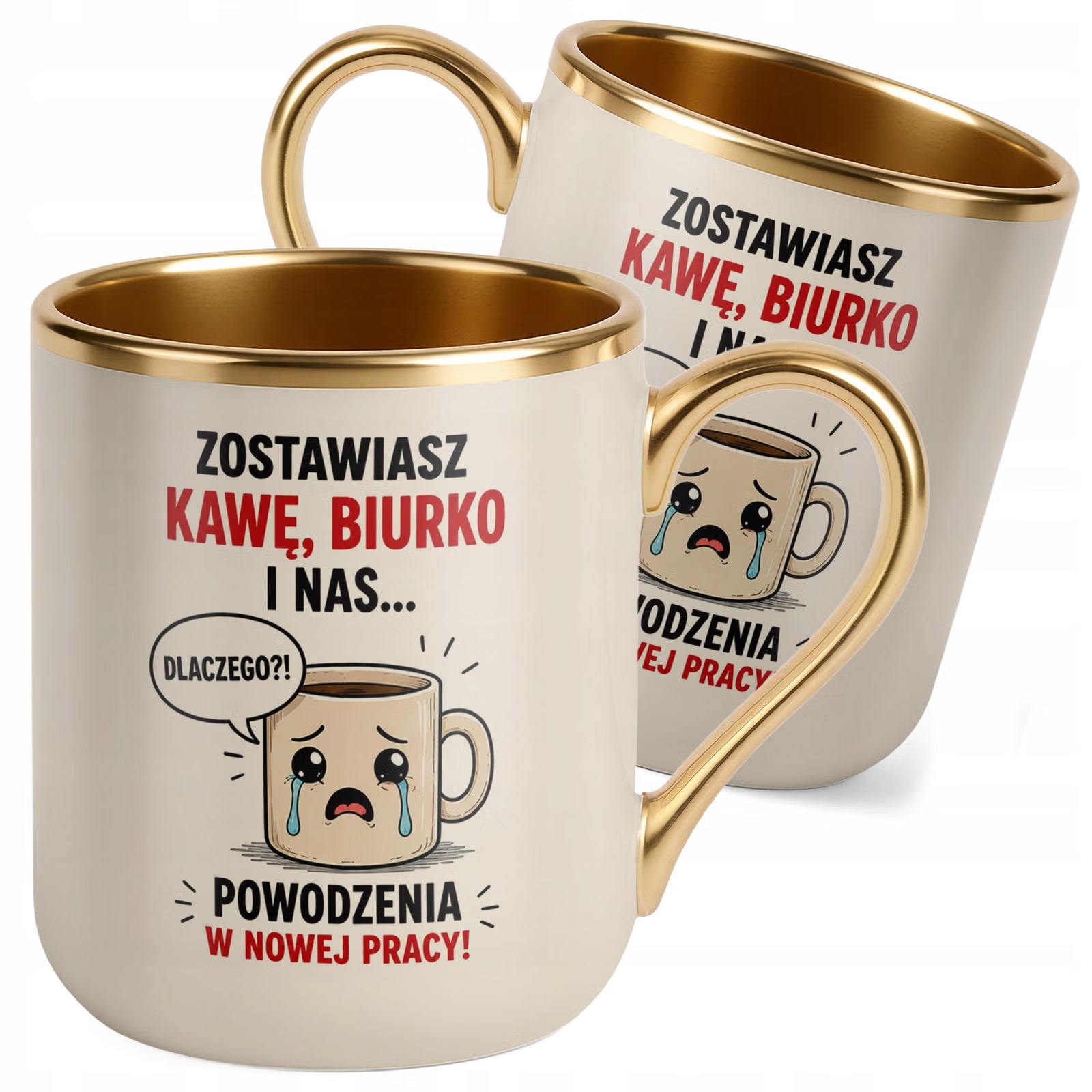 Kubek z nadrukiem Premium Złoty Ecru Pożegnanie Odejście z Pracy