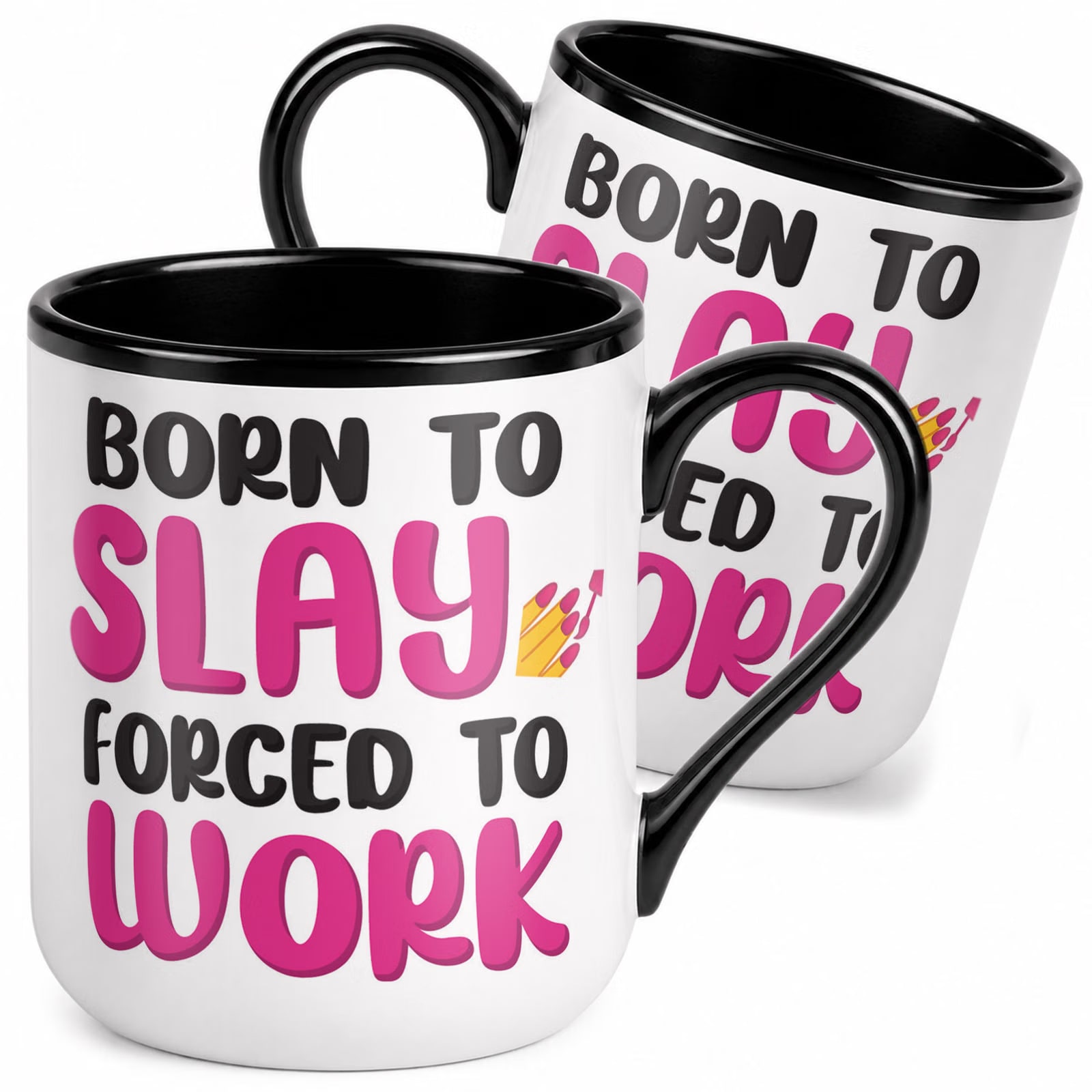 Kubek z nadrukiem Premium Czarny Dzień Kobiet Born To Slay Upominek Prezent