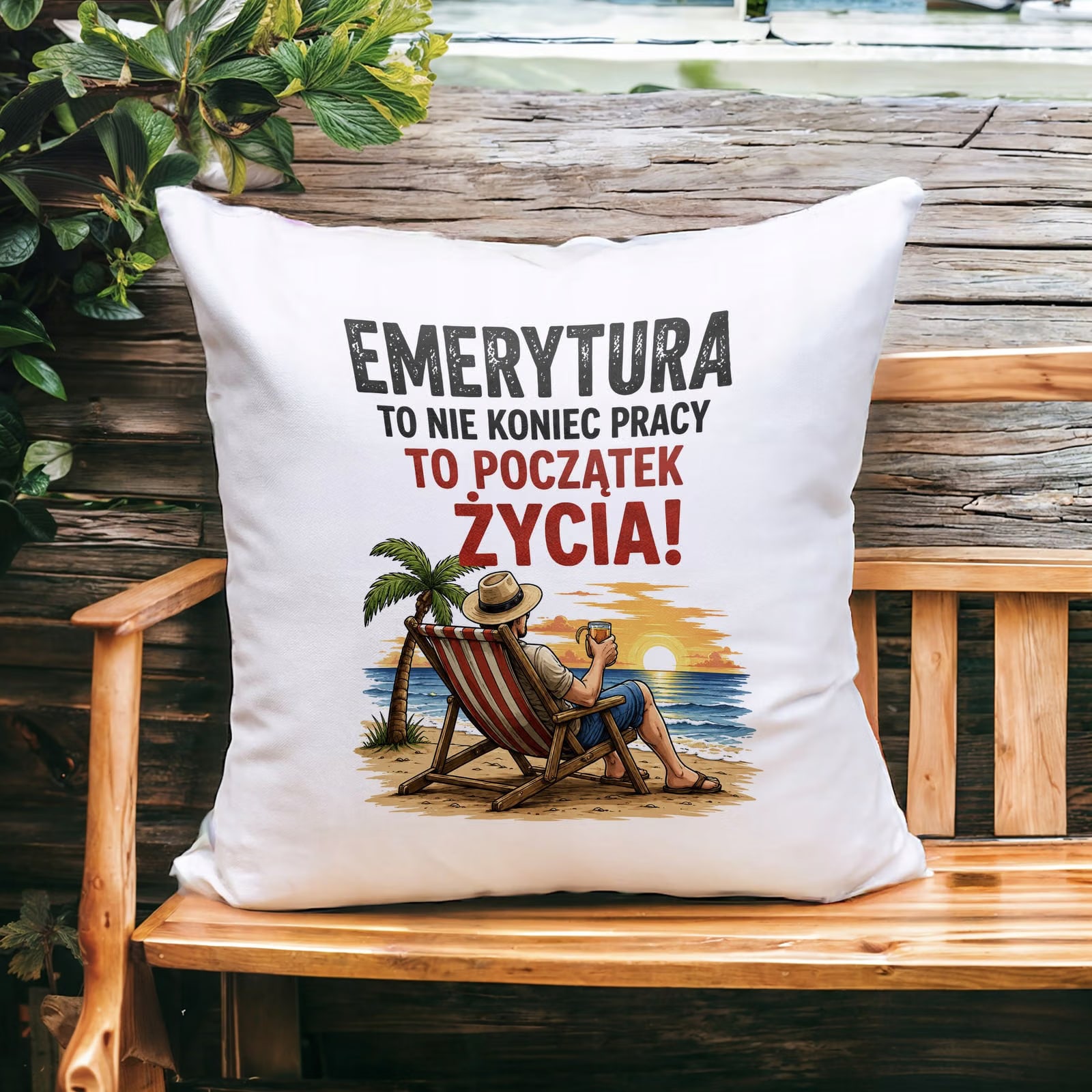 Poduszka Jasiek 38x38cm z Nadrukiem Emerytura Dla Emeryta Emerytki Prezent