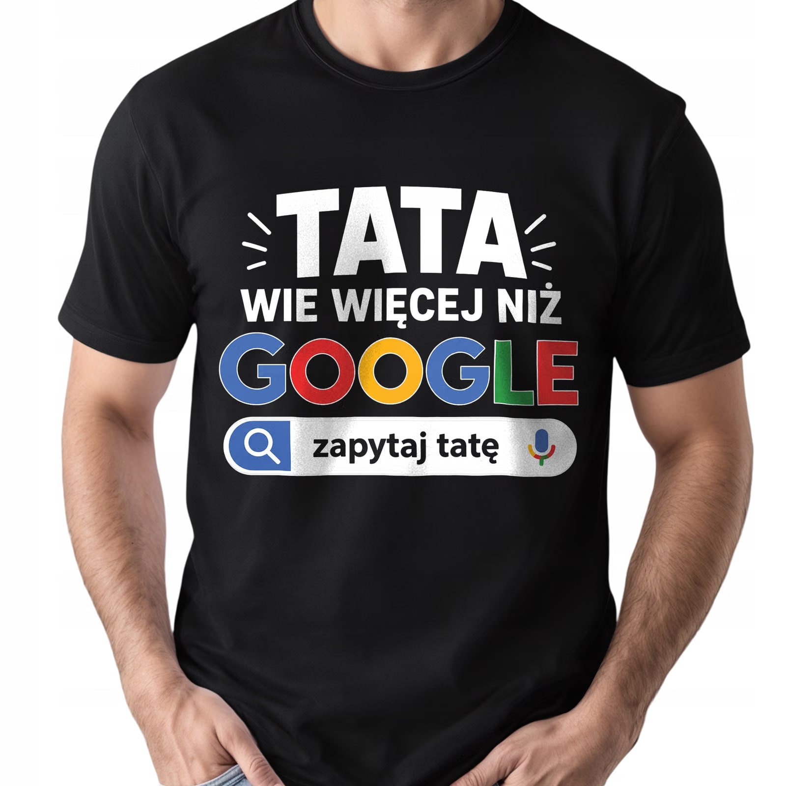 Koszulka czarna męska prezent na Dzień Ojca dla taty upominek r. S