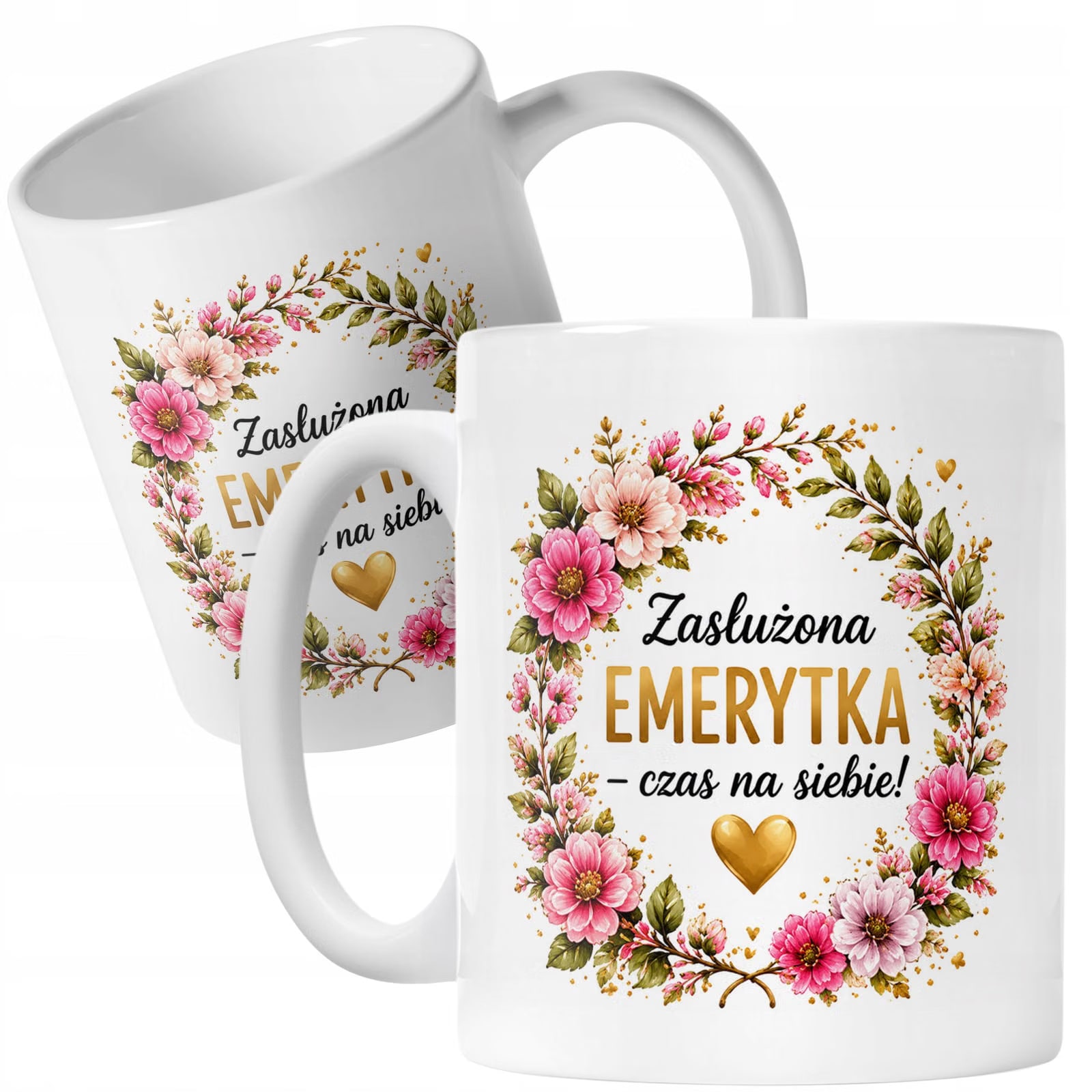 Biały Kubek z nadrukiem Emerytura Dla Emerytki Upominek Prezent