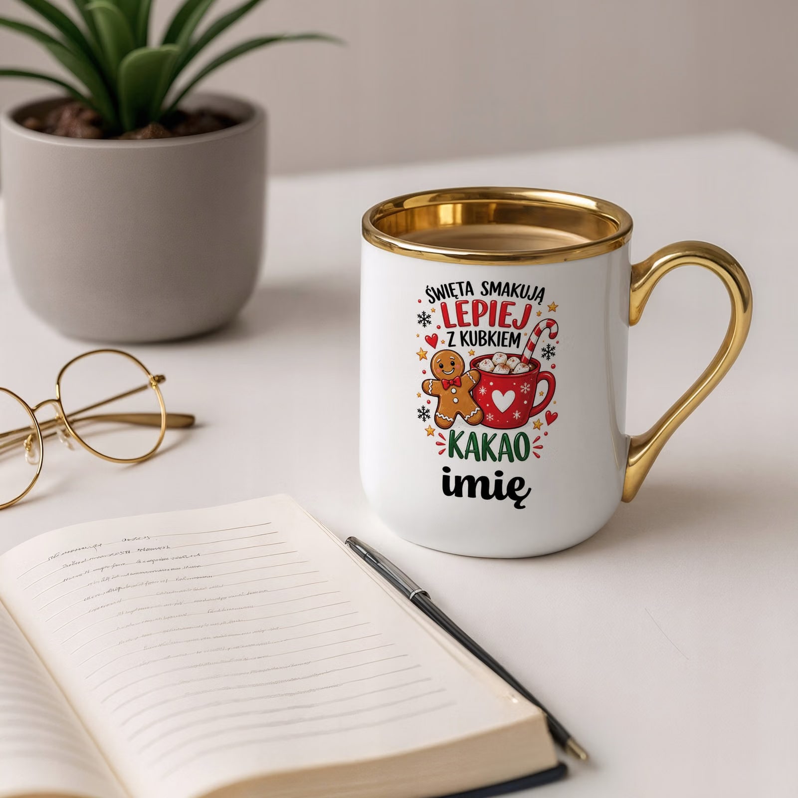 Kubek Personalizowany Premium Złoty Boże Narodzenie Święta Prezent