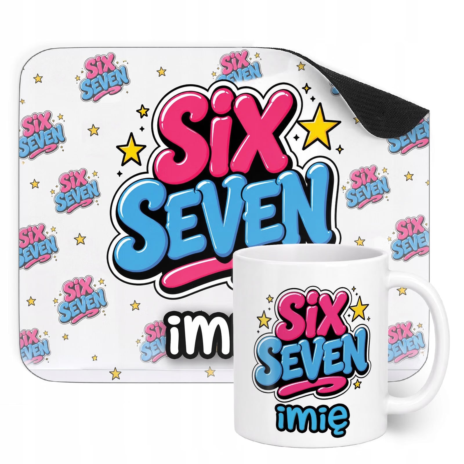 Zestaw personalizowany Kubek Podkładka pod mysz 67 Six Seven