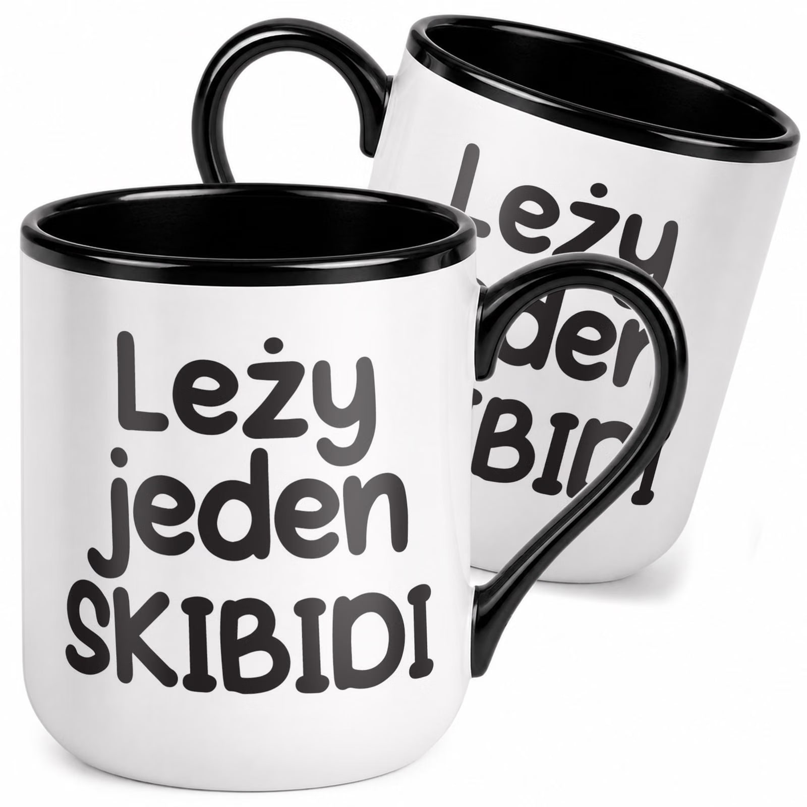 Kubek z nadrukiem Premium Czarny Leży Jeden Skibidi Upominek Prezent