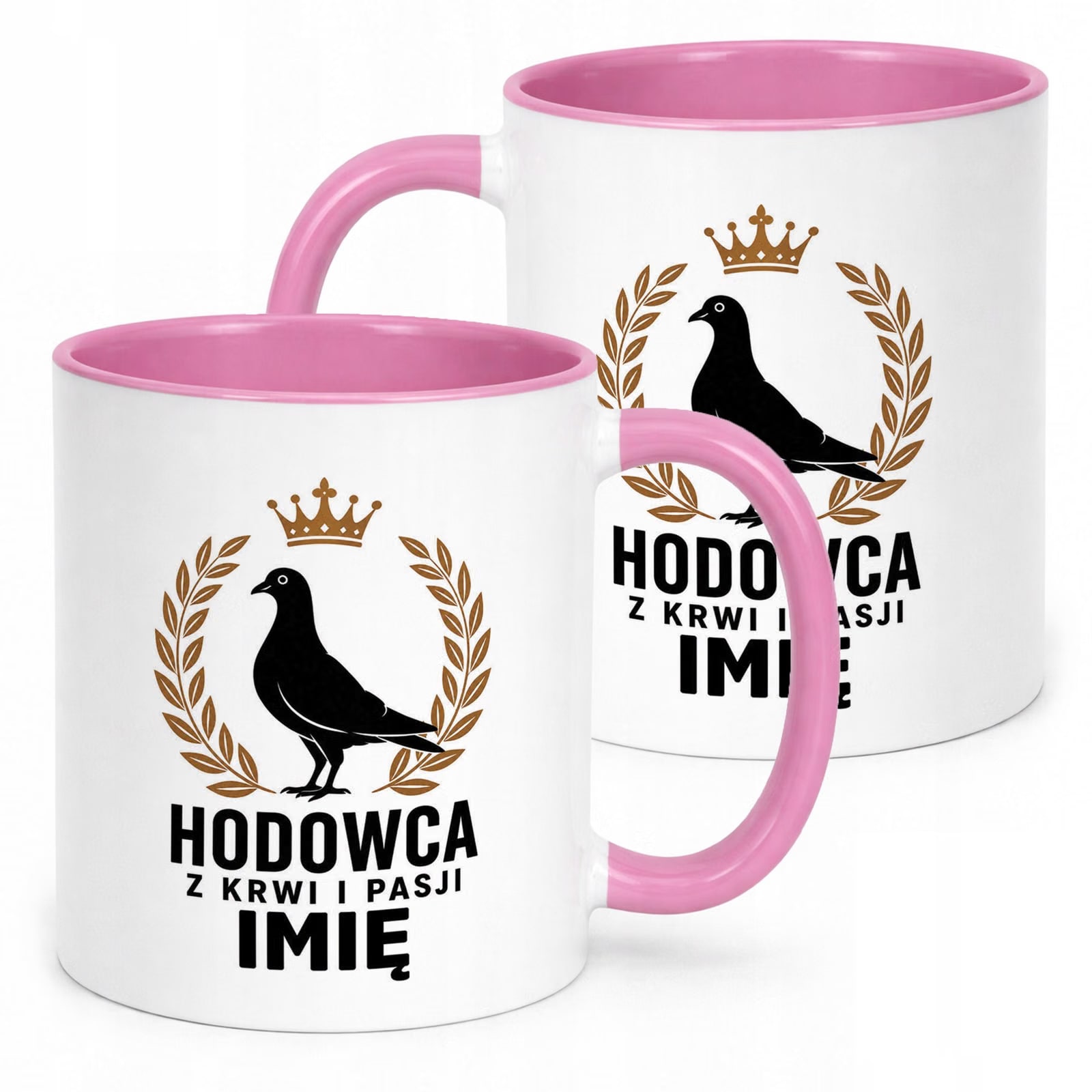 Różowy Kubek Personalizowany z nadrukiem Dla Gołębiarza Upominek Prezent