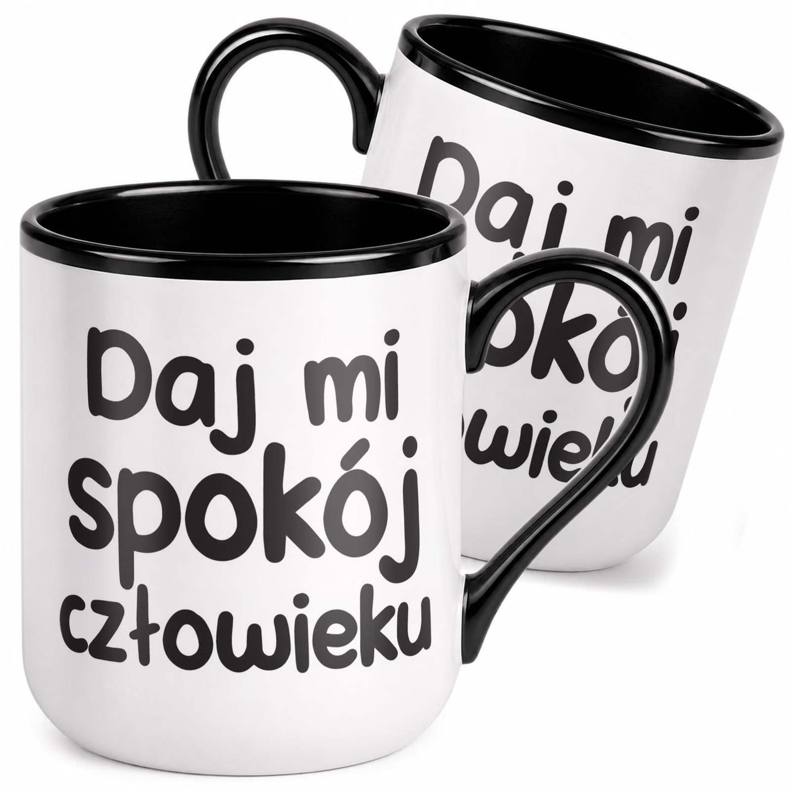 Kubek z nadrukiem Premium Czarny Daj Mi Spokój Człowieku Upominek Prezent