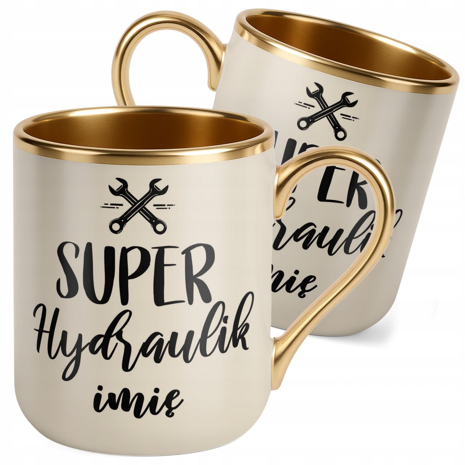 Kubek Premium Złoty Ecru Personalizowany Super Hydraulik